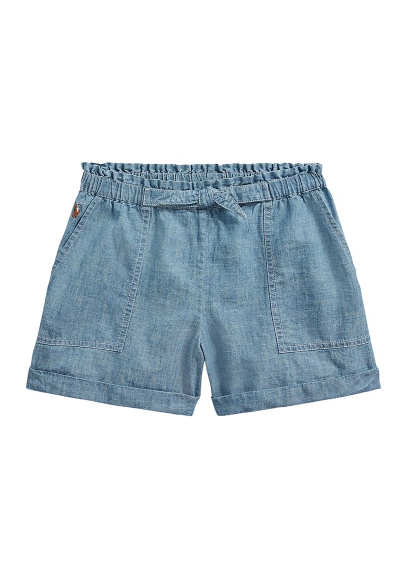Girls 7-16 Cotton Chambray Camp Shorts