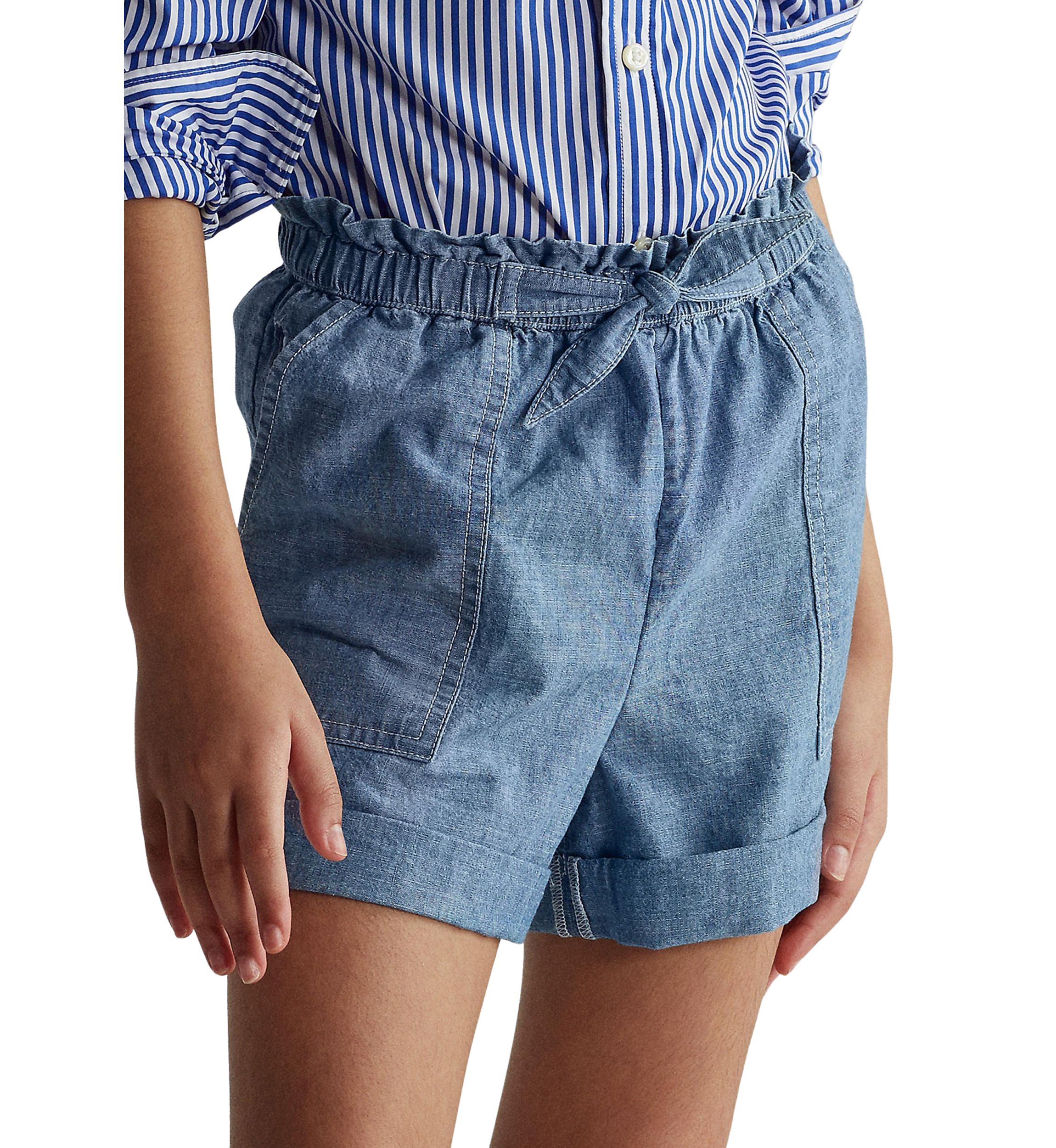 Girls 7-16 Cotton Chambray Camp Shorts
