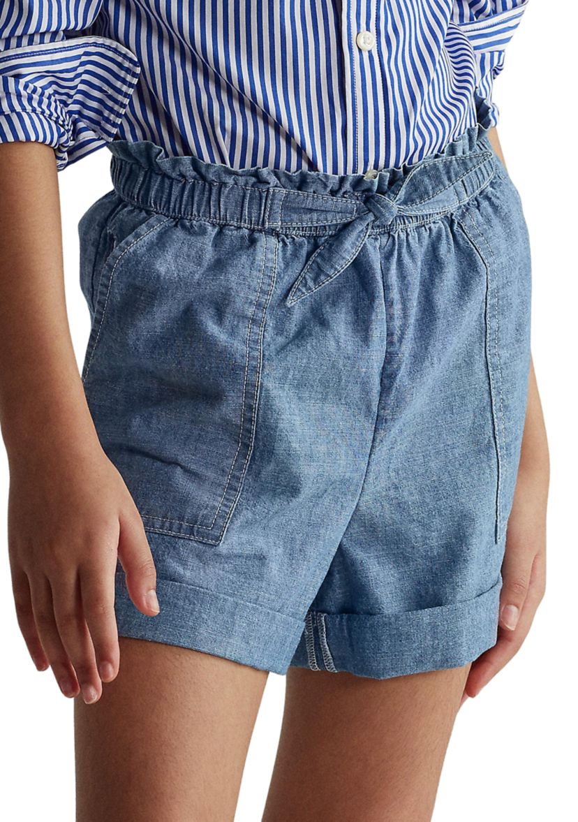 Girls 7-16 Cotton Chambray Camp Shorts