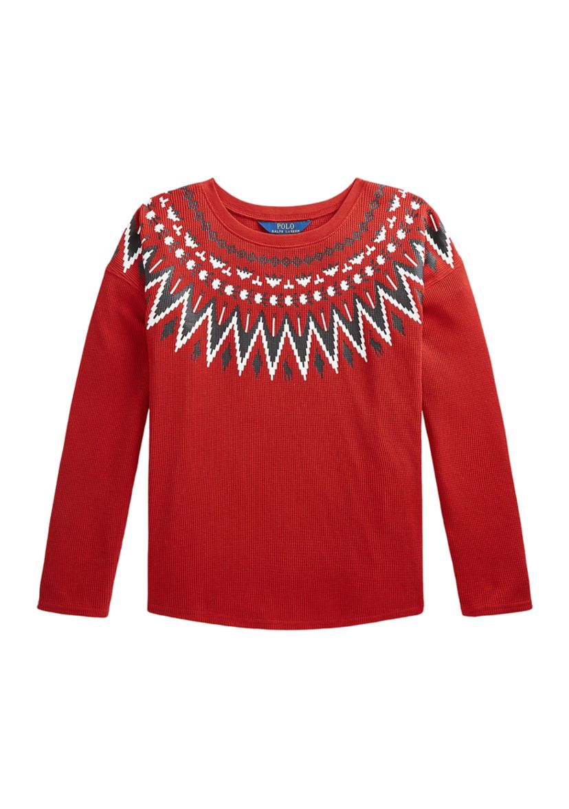 Girls 7-16 Fair Isle Waffle-Knit Top