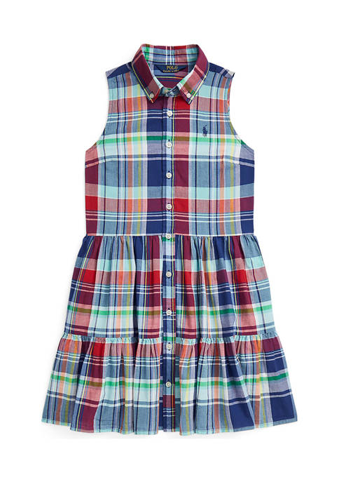Ralph Lauren Childrenswear Girls 7-16 Cotton Madras Shirtdress