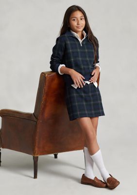 Ralph Lauren Childrenswear Girls 7-16 Plaid Double Knit Quarter Zip Pullover  Jacket | belk