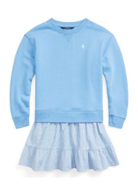 Ralph Lauren Childrenswear Girls 7-16 Fleece & Seersucker Sweatshirt Dress  | belk