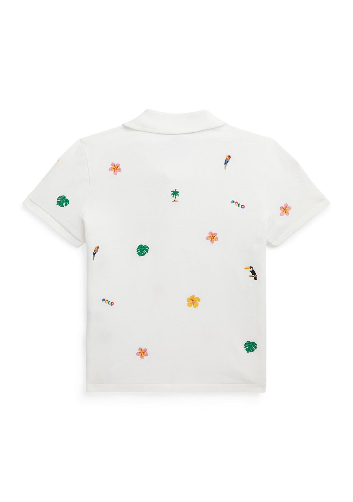 Girls 7-16 Tropical Embroidery Mesh Boxy Polo Shirt