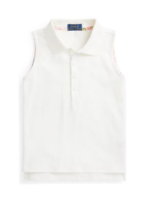 Ralph Lauren Childrenswear Girls 7-16 Cotton Mesh Sleeveless Polo Shirt