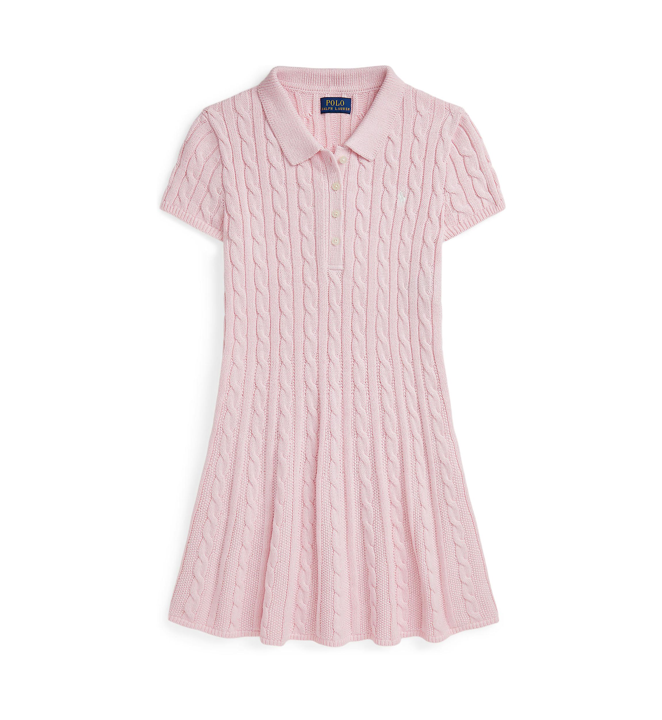 Girls 7-16 Cable Knit Cotton Polo Sweater Dress