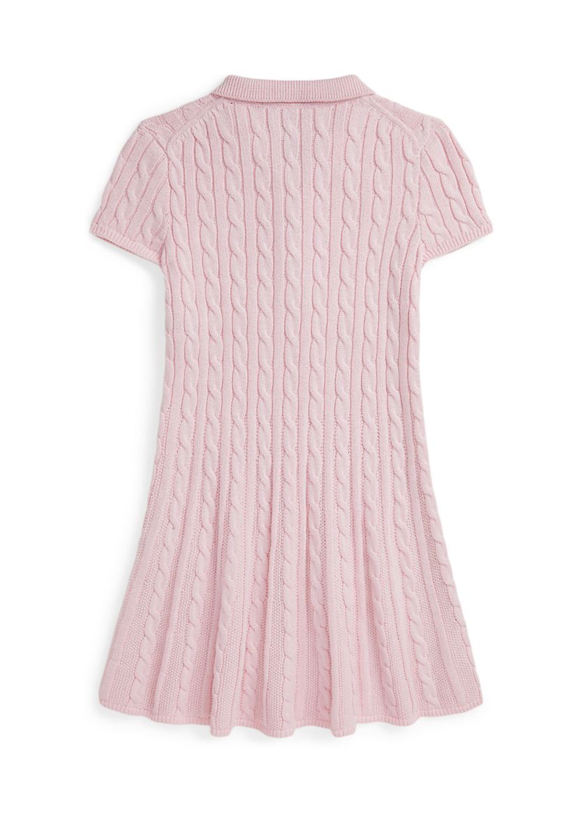 Girls 7-16 Cable Knit Cotton Polo Sweater Dress