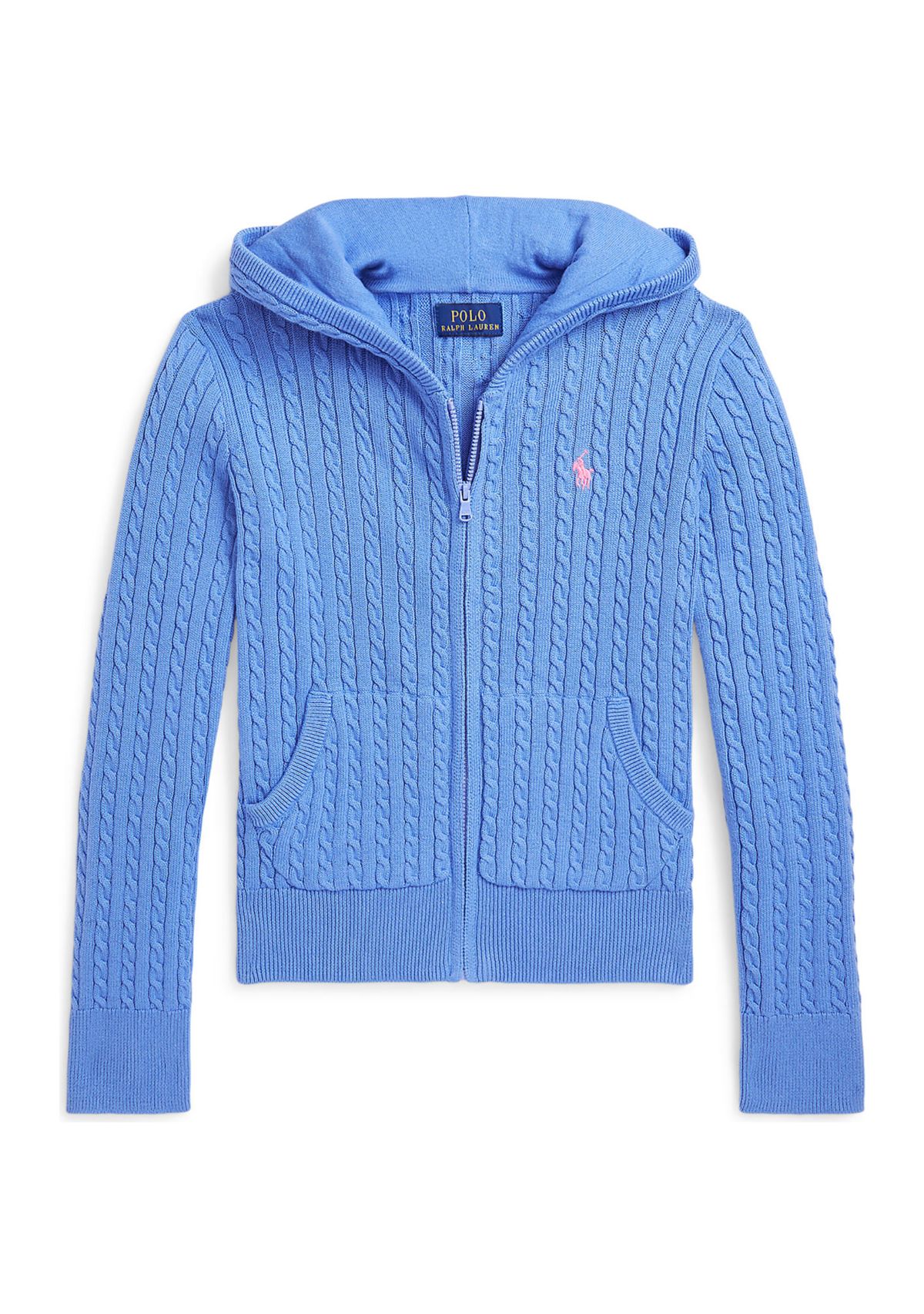 Girls 7-16 Mini Cable Cotton Full Zip Hoodie