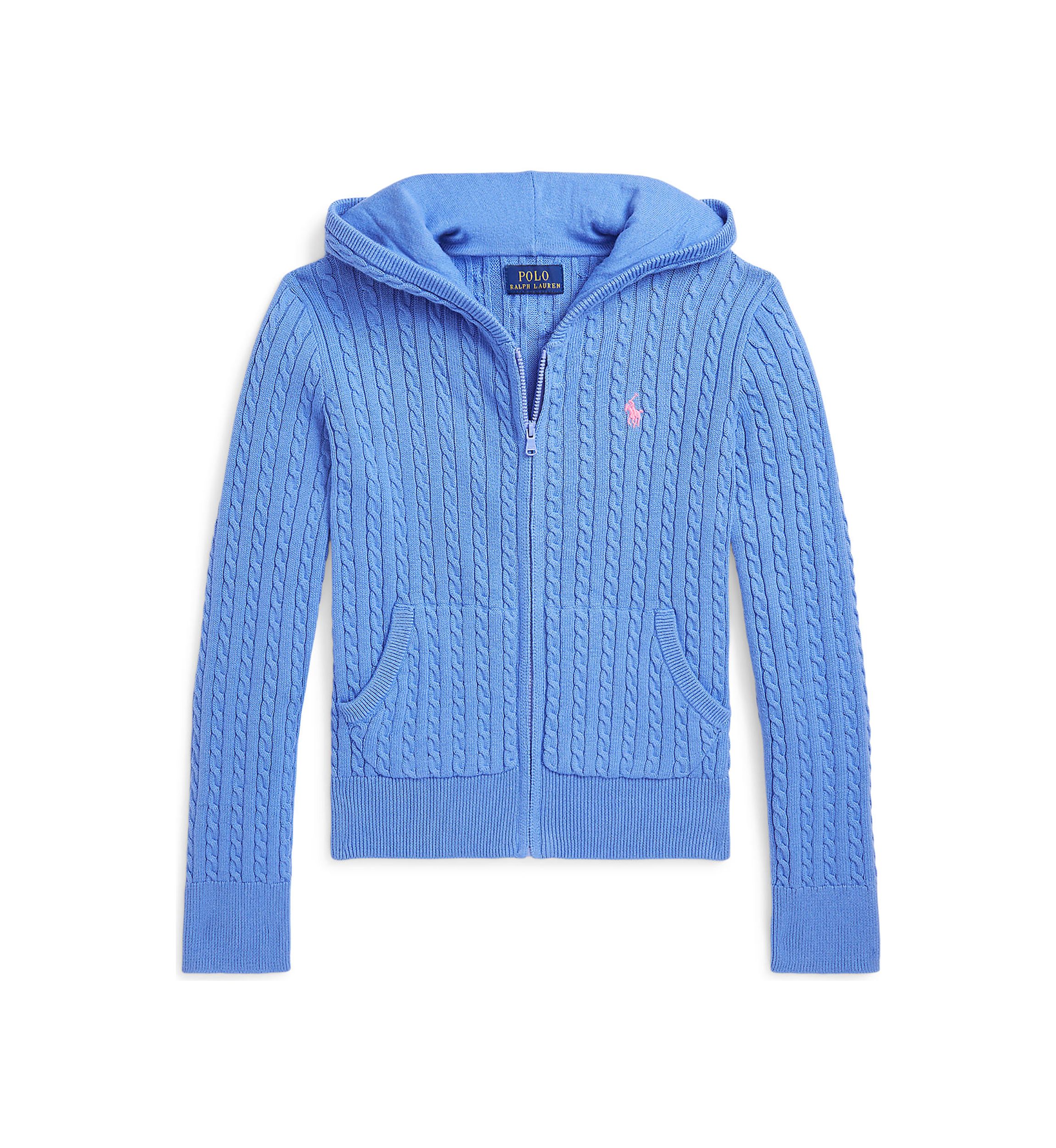 Girls 7-16 Mini Cable Cotton Full Zip Hoodie