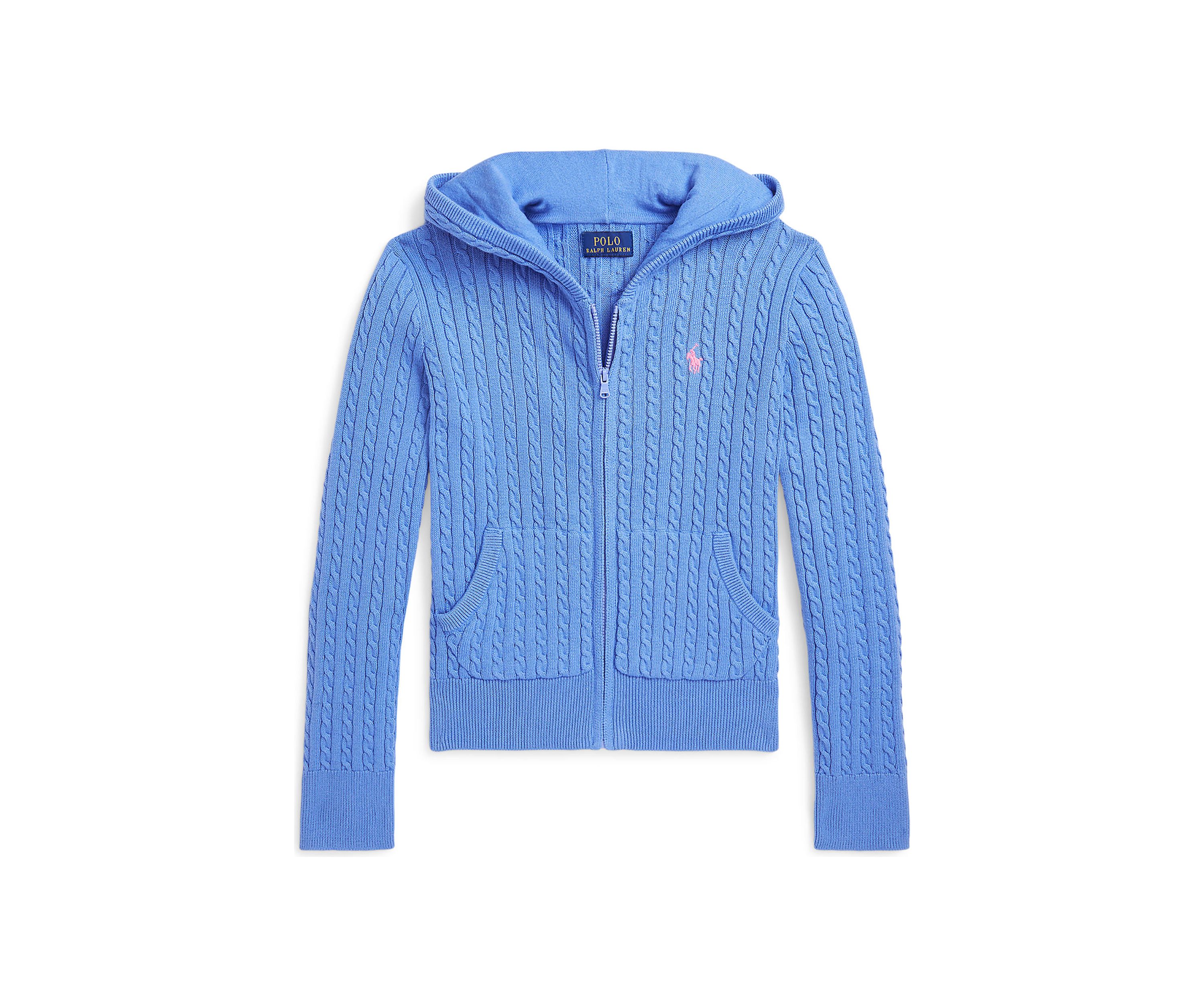 Girls 7-16 Mini Cable Cotton Full Zip Hoodie