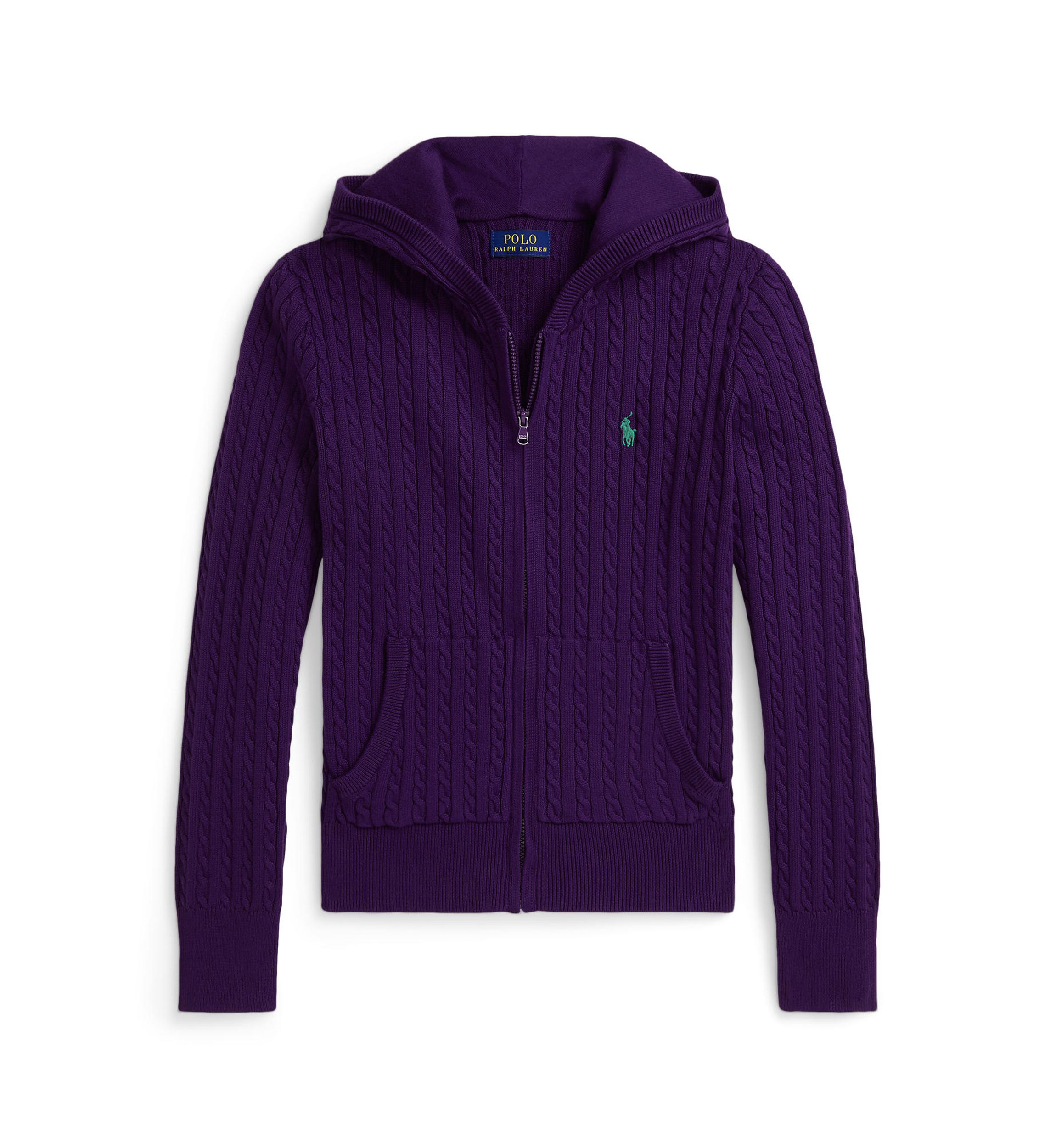 Girls 7-16 Mini-Cable Cotton Full-Zip Hoodie