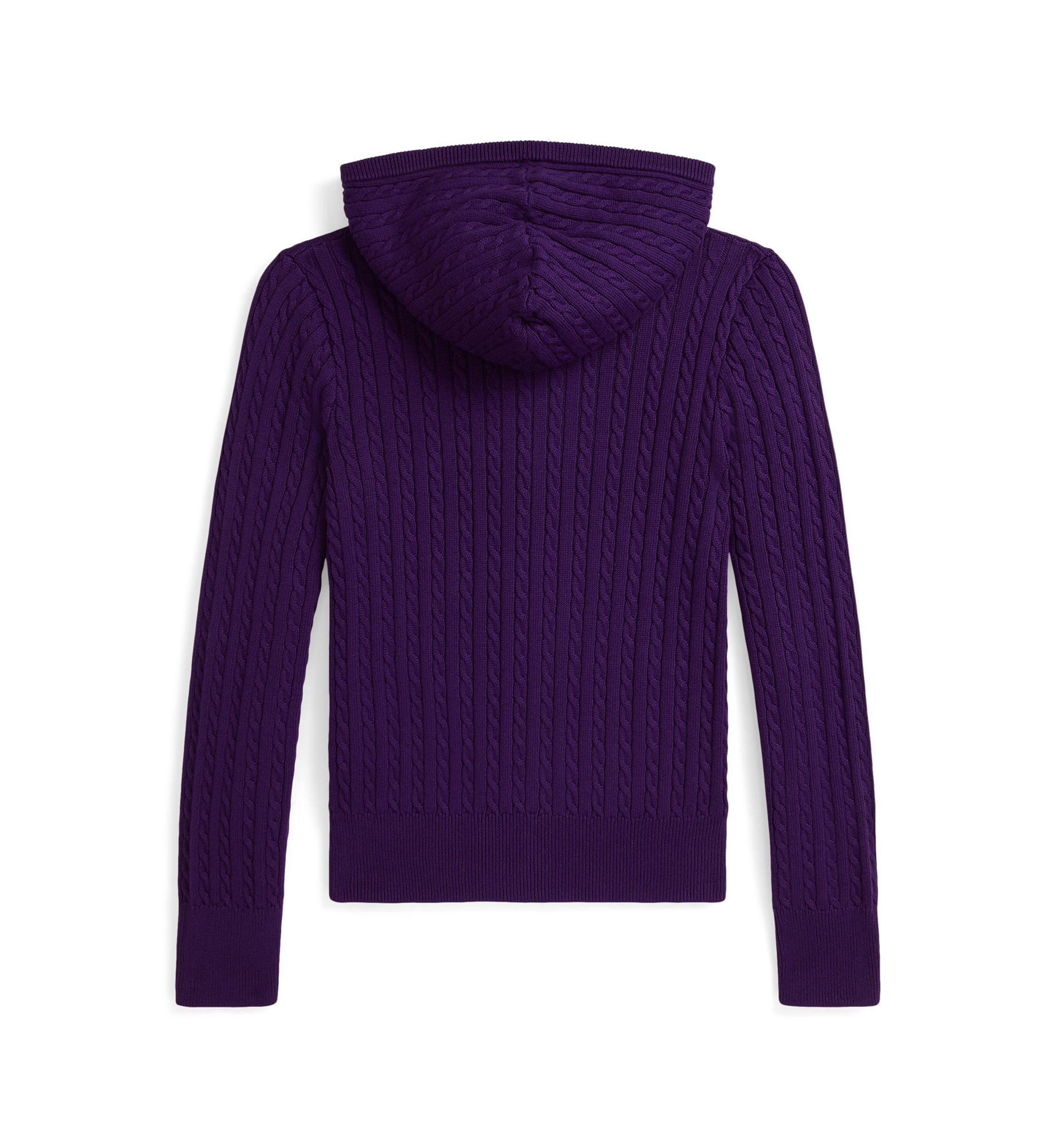 Girls 7-16 Mini-Cable Cotton Full-Zip Hoodie