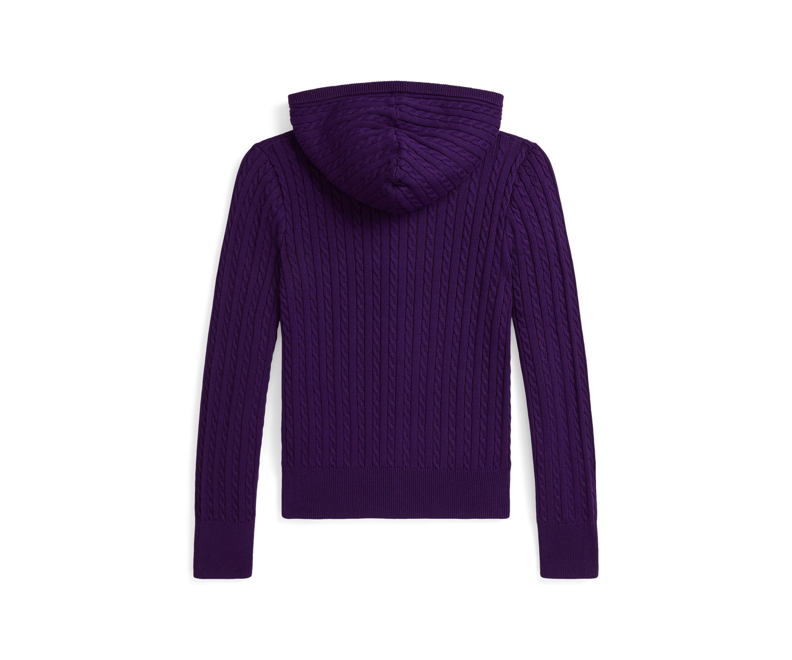 Girls 7-16 Mini-Cable Cotton Full-Zip Hoodie
