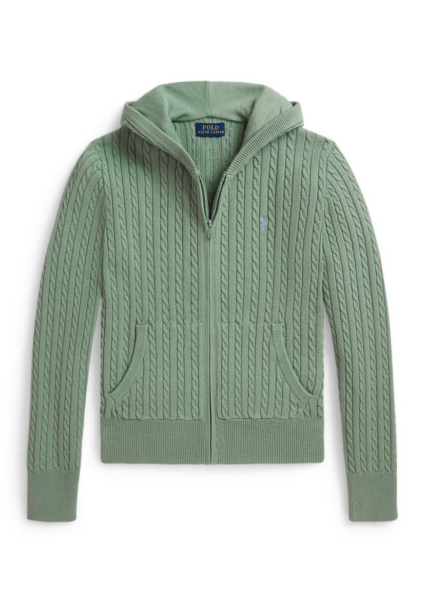Ralph Lauren Childrenswear Girls 7-16 Mini-Cable Cotton Full-Zip
