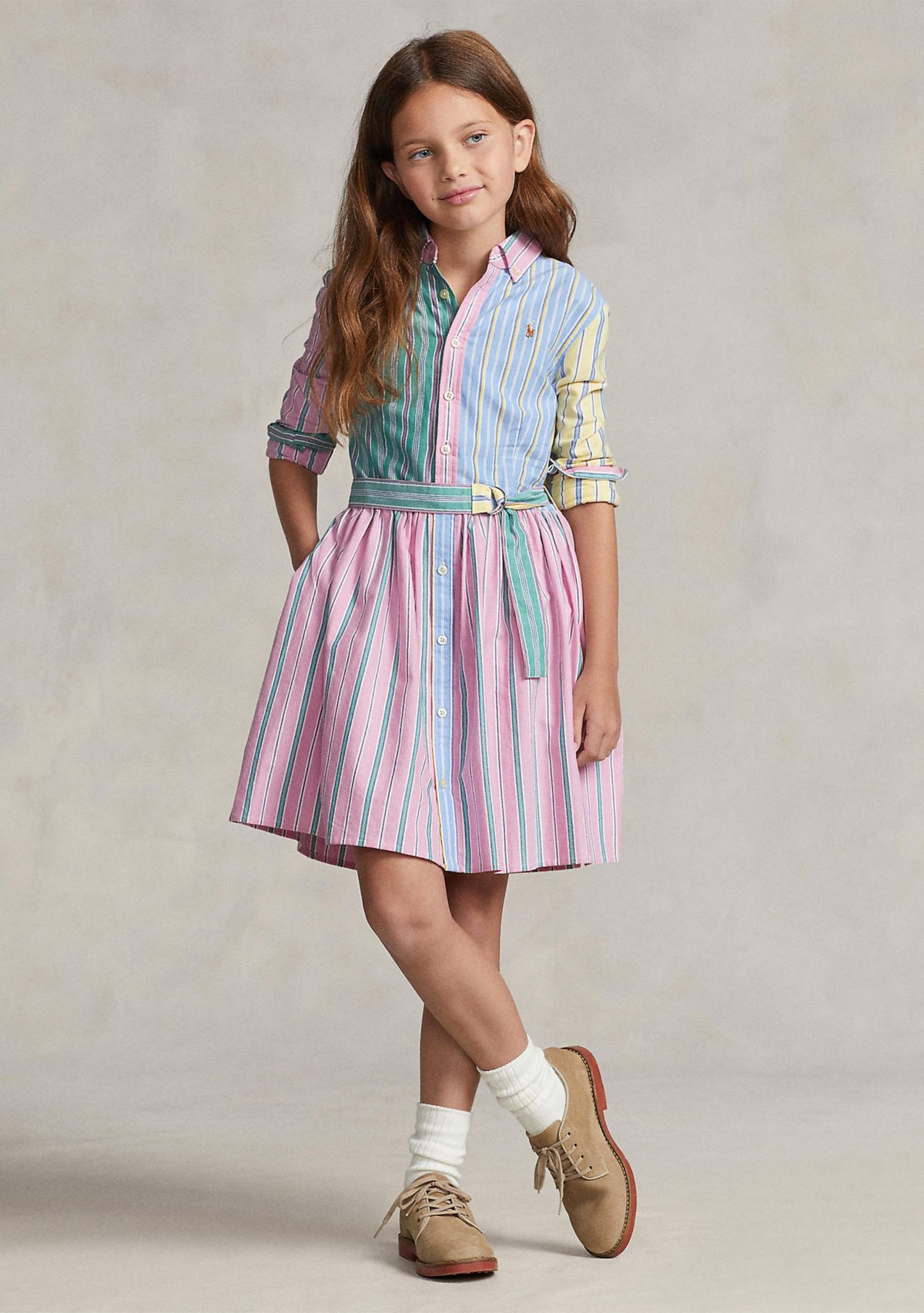 Girls 7-16 Belted Cotton Oxford Fun Shirtdress