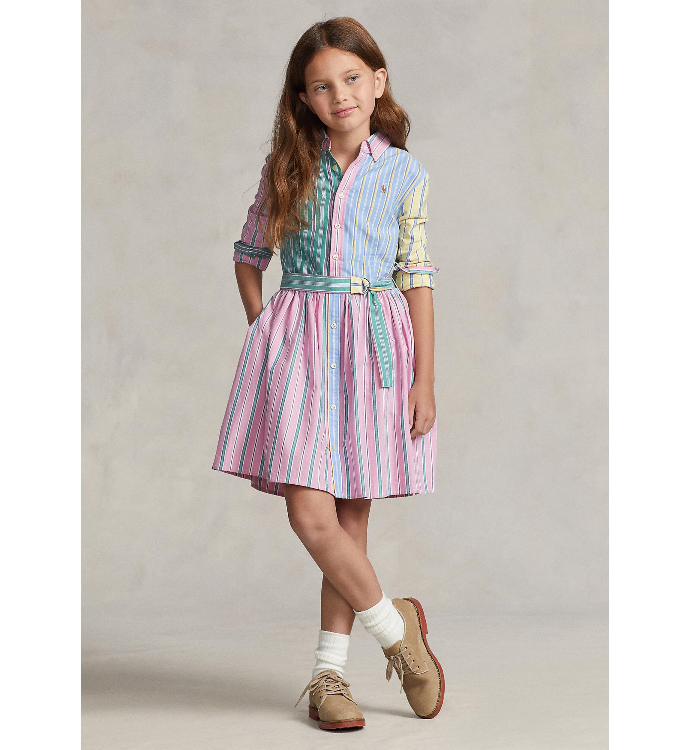 Girls 7-16 Belted Cotton Oxford Fun Shirtdress