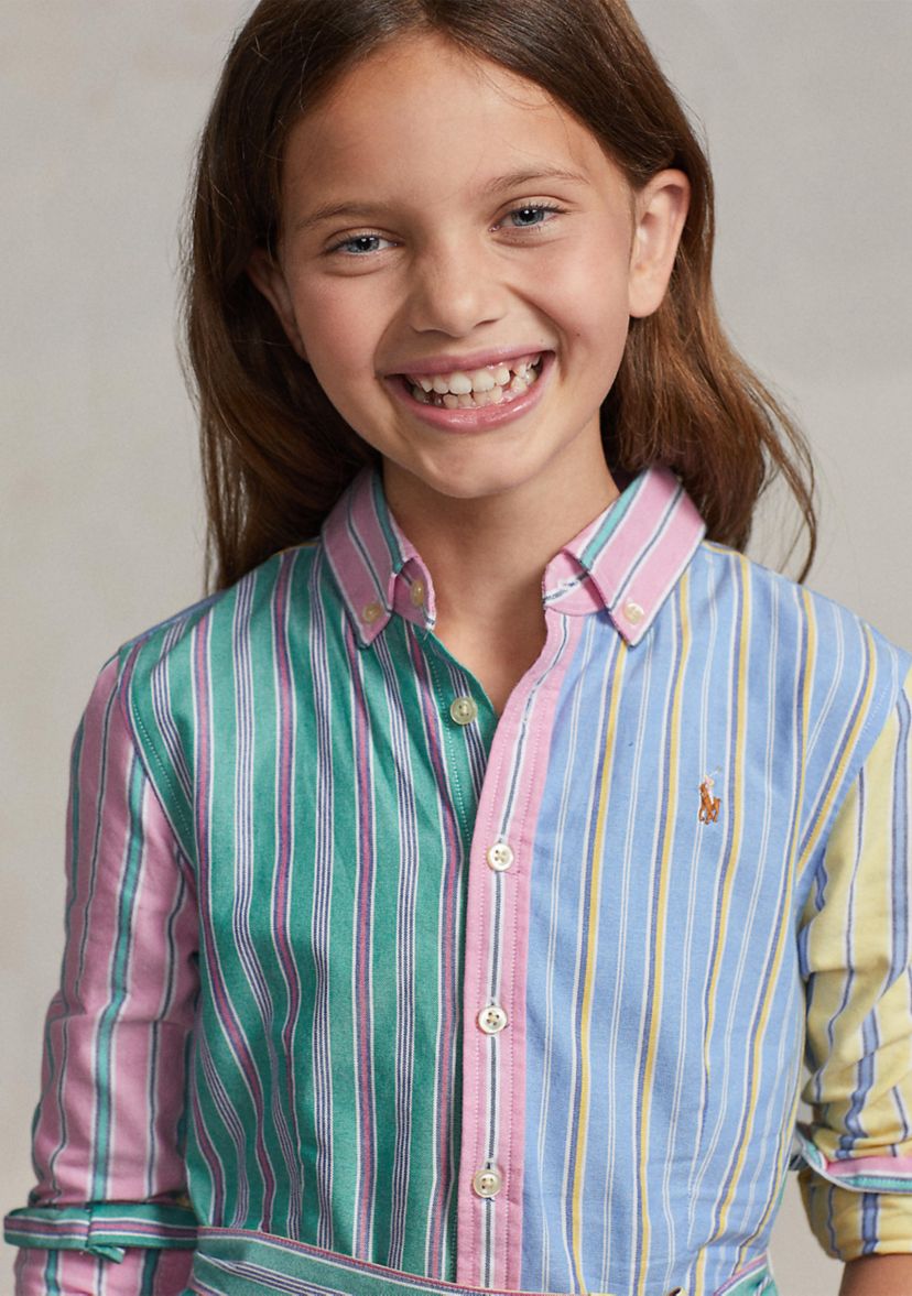 Girls 7-16 Belted Cotton Oxford Fun Shirtdress