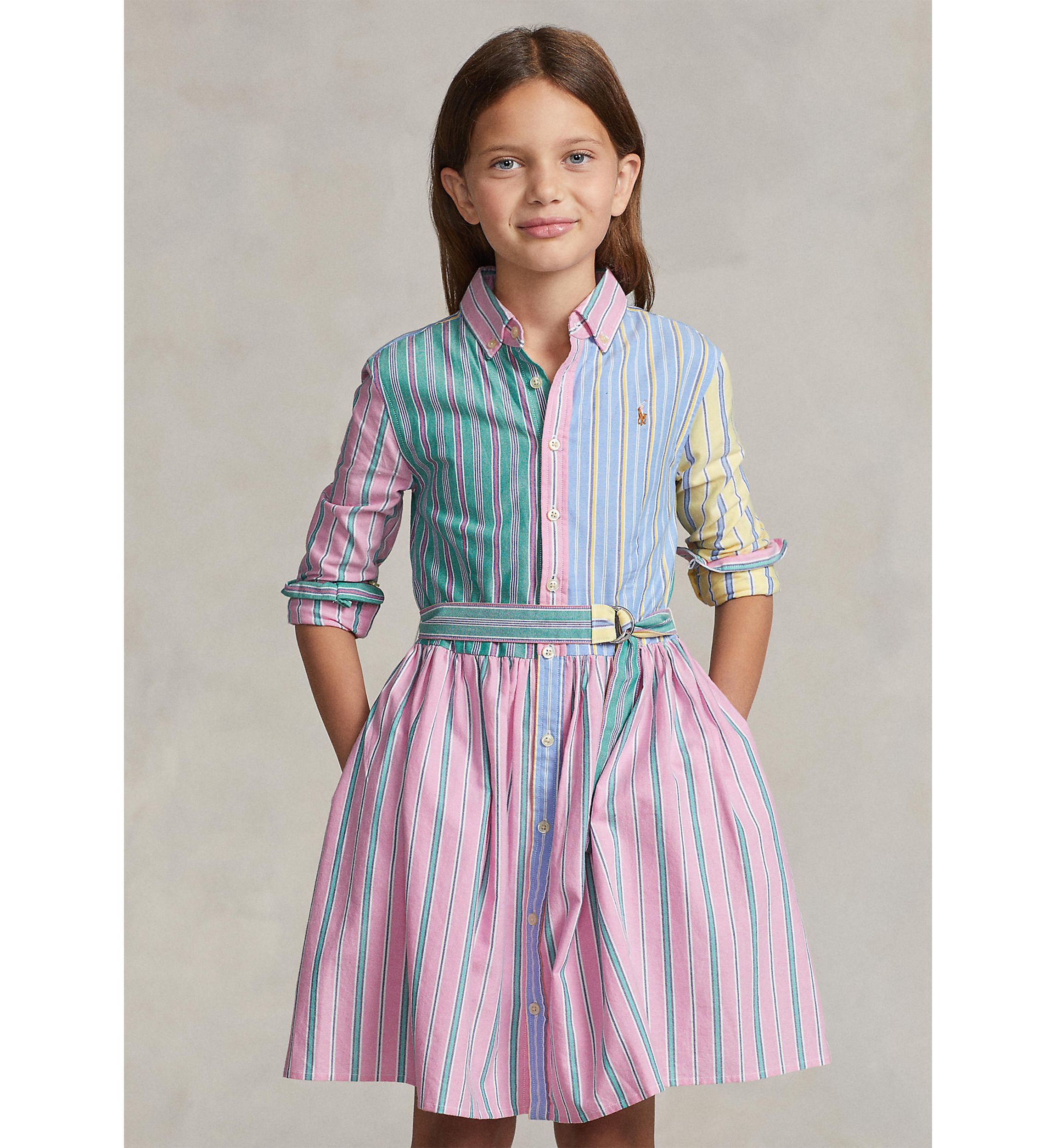 Girls 7-16 Belted Cotton Oxford Fun Shirtdress