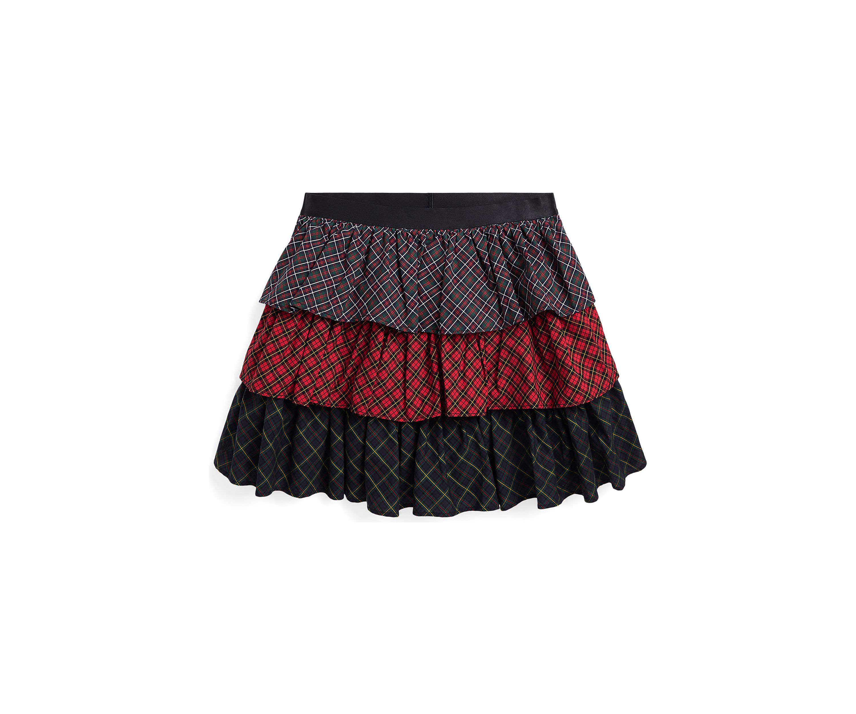 Girls 7-16 Mixed Plaid Tiered Cotton Skirt