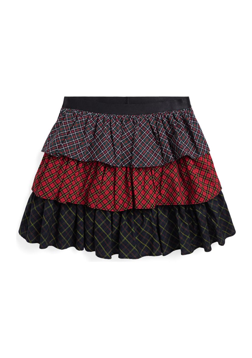 Girls 7-16 Mixed Plaid Tiered Cotton Skirt