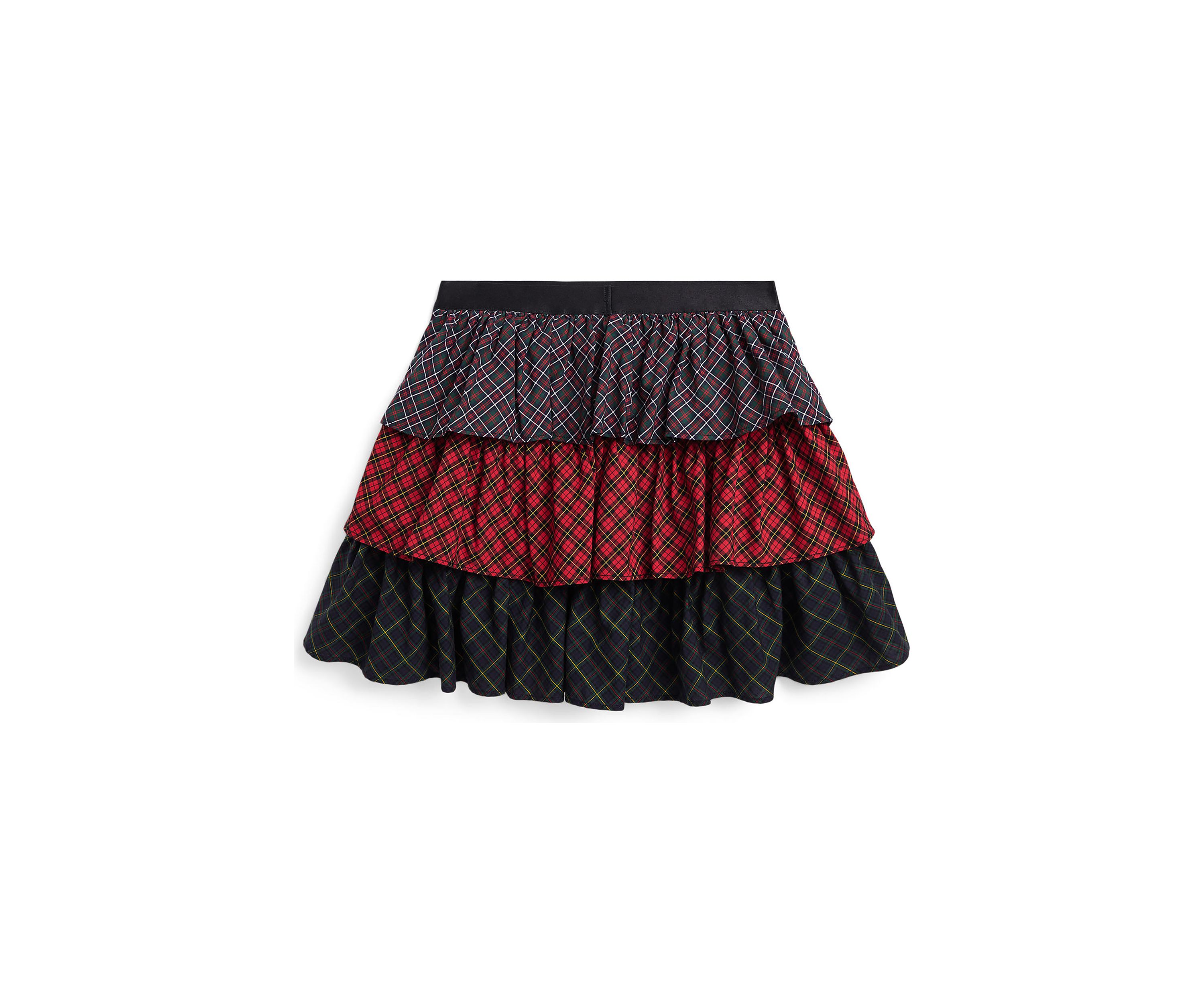 Girls 7-16 Mixed Plaid Tiered Cotton Skirt
