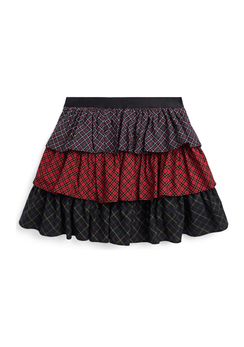 Girls 7-16 Mixed Plaid Tiered Cotton Skirt
