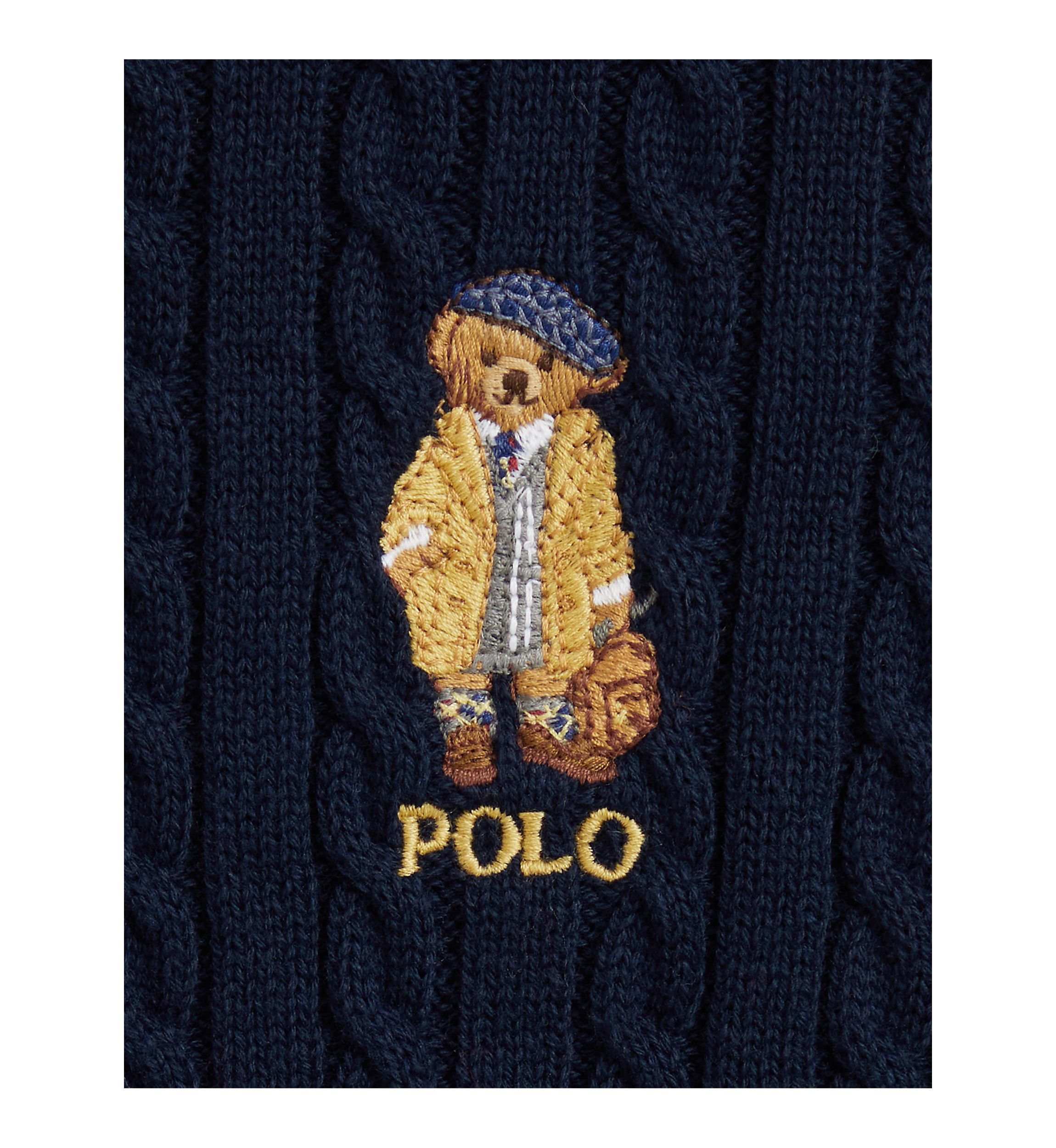 Girls 7-16 Polo Bear Mini-Cable Cotton Cardigan