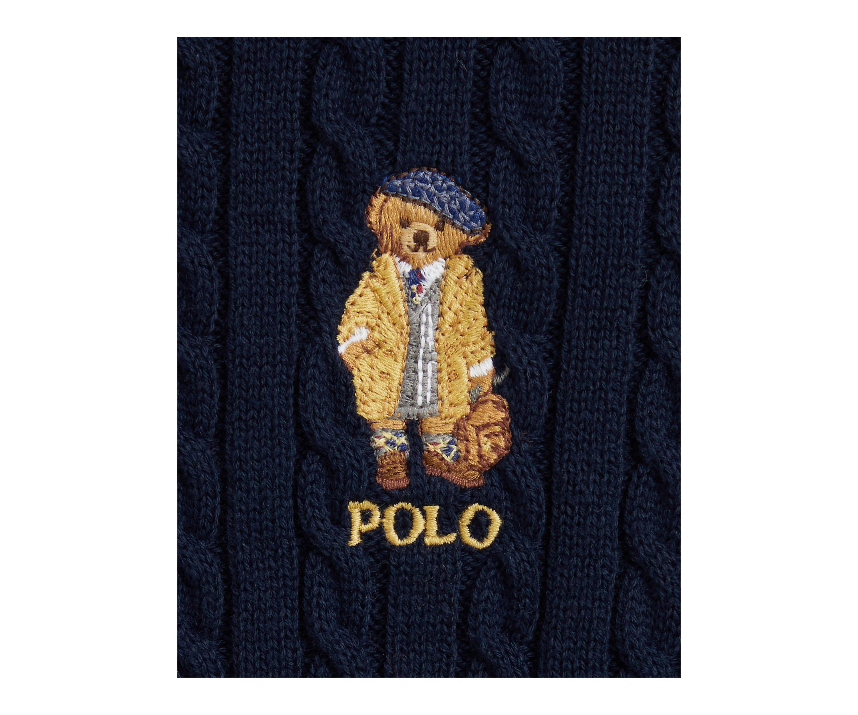 Girls 7-16 Polo Bear Mini-Cable Cotton Cardigan