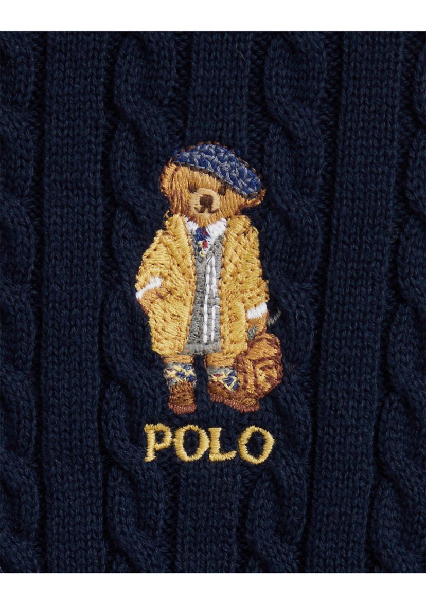 Girls 7-16 Polo Bear Mini-Cable Cotton Cardigan