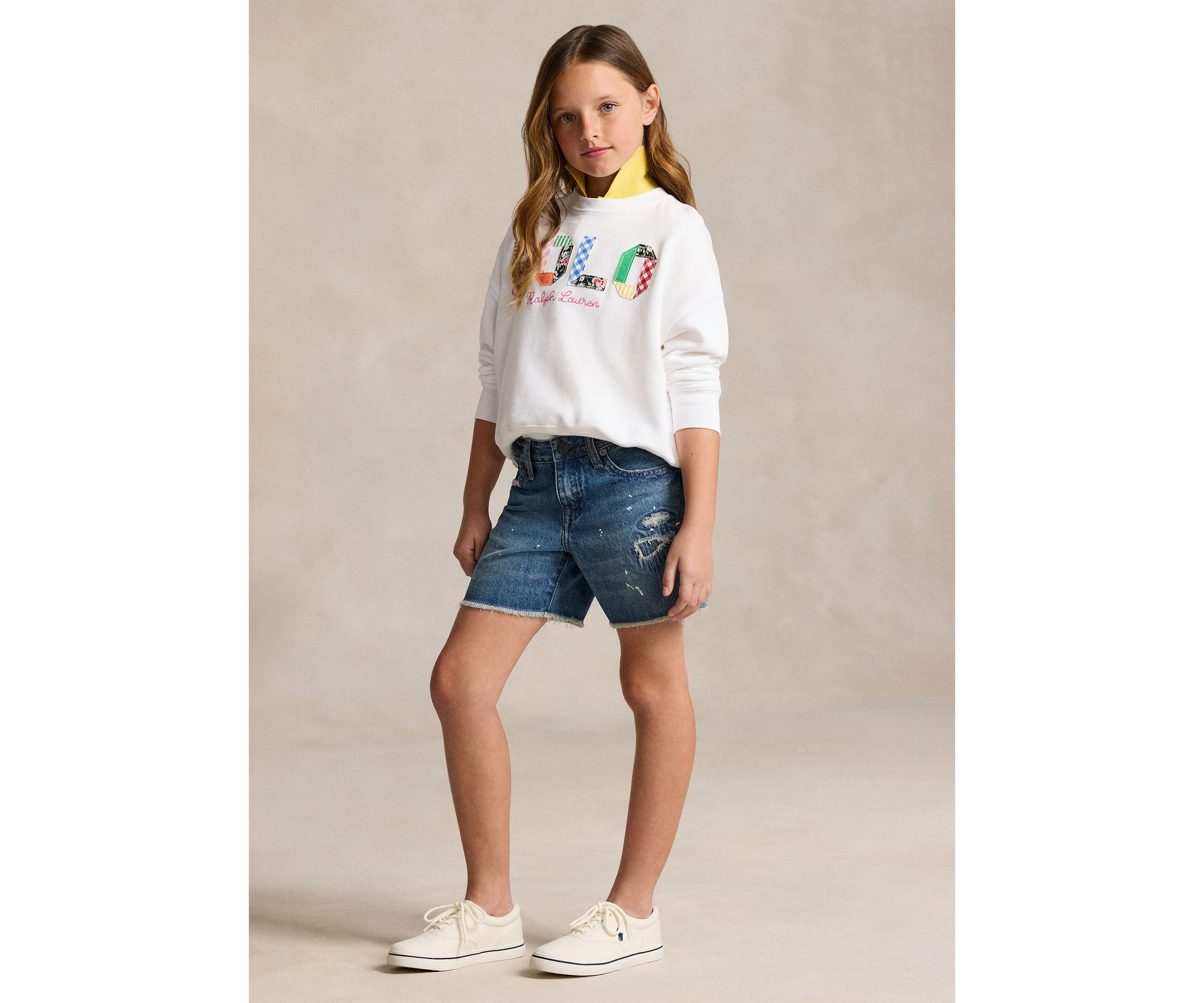 Girls 7-16 Paint Splatter Printed Cotton Denim Shorts
