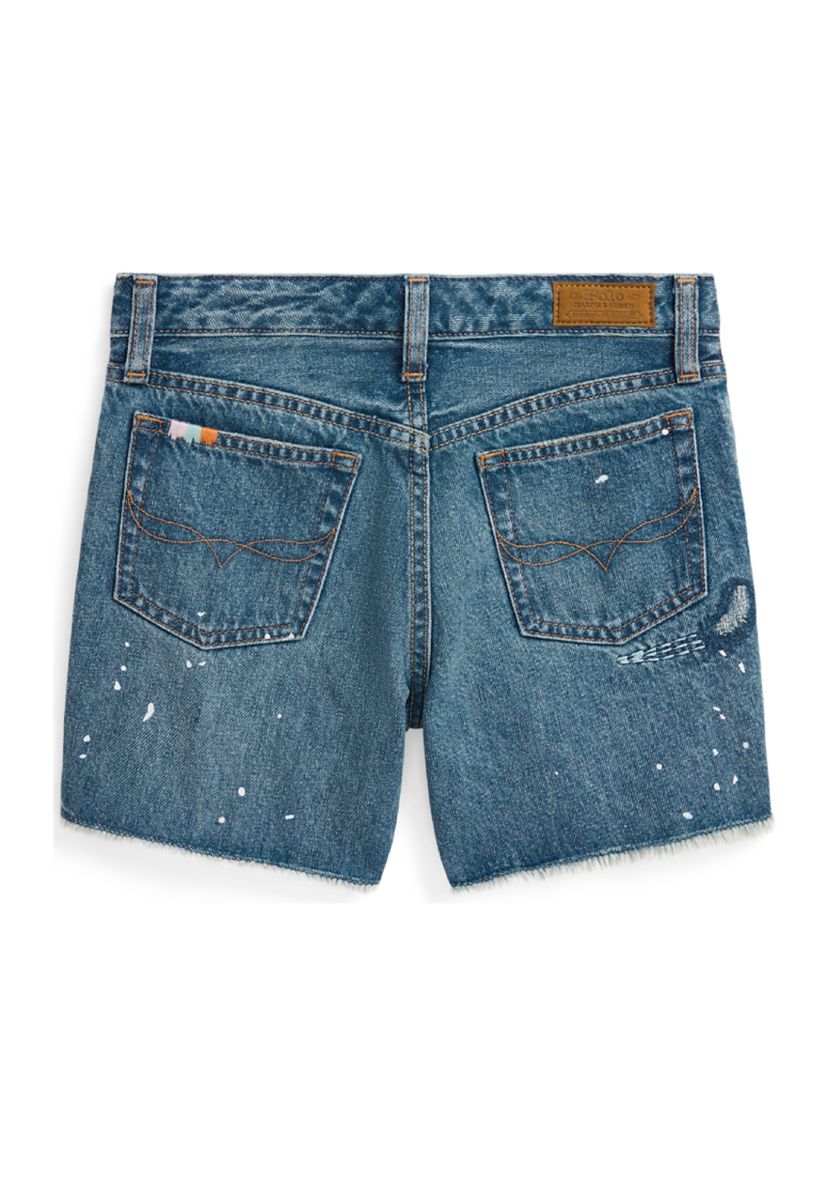 Girls 7-16 Paint Splatter Printed Cotton Denim Shorts