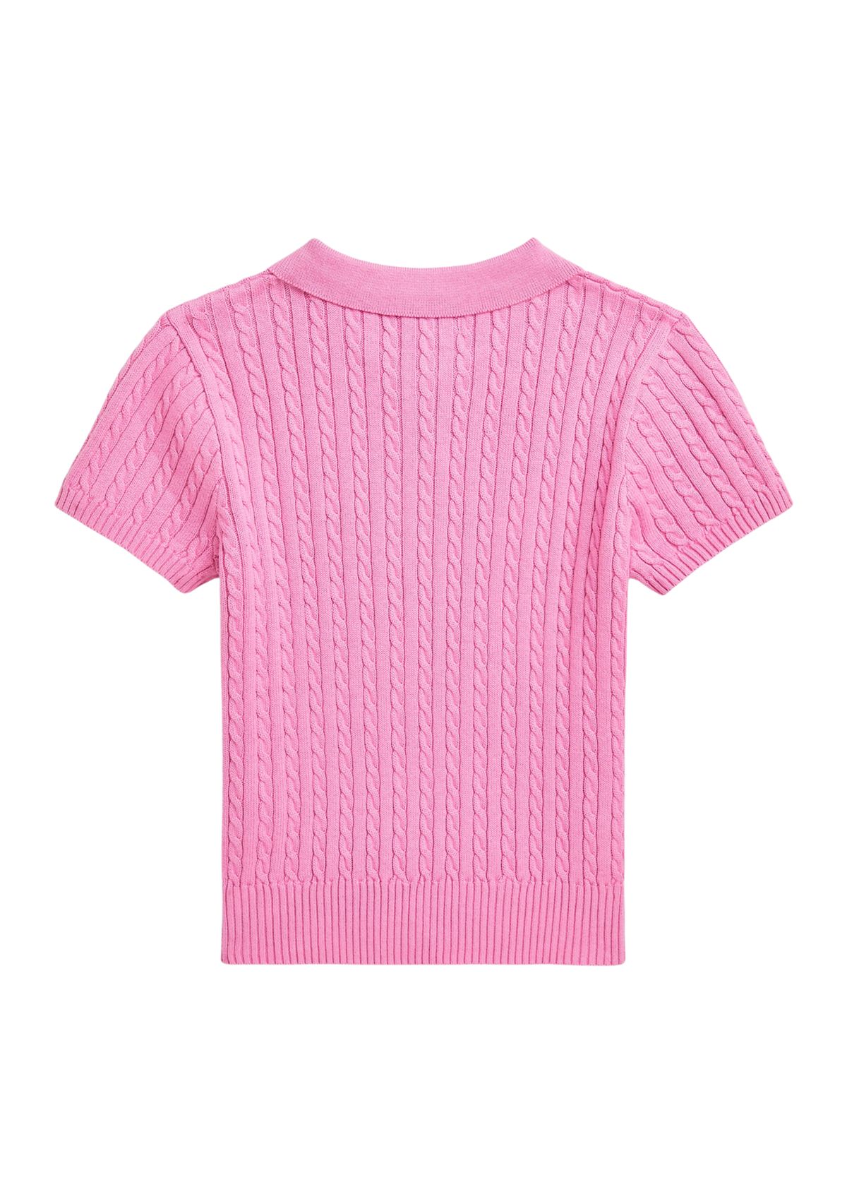 Girls 7-16 Mini Cable Knit Cotton Polo Sweater