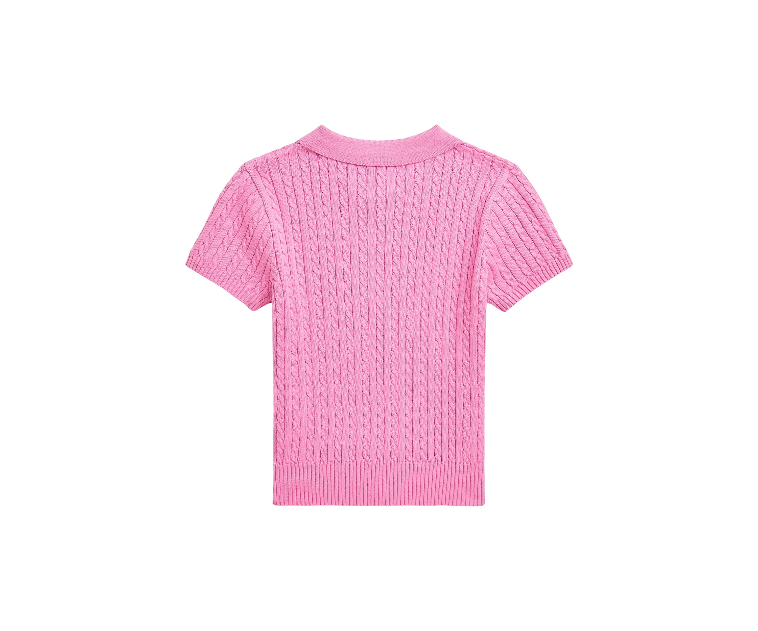 Girls 7-16 Mini Cable Knit Cotton Polo Sweater