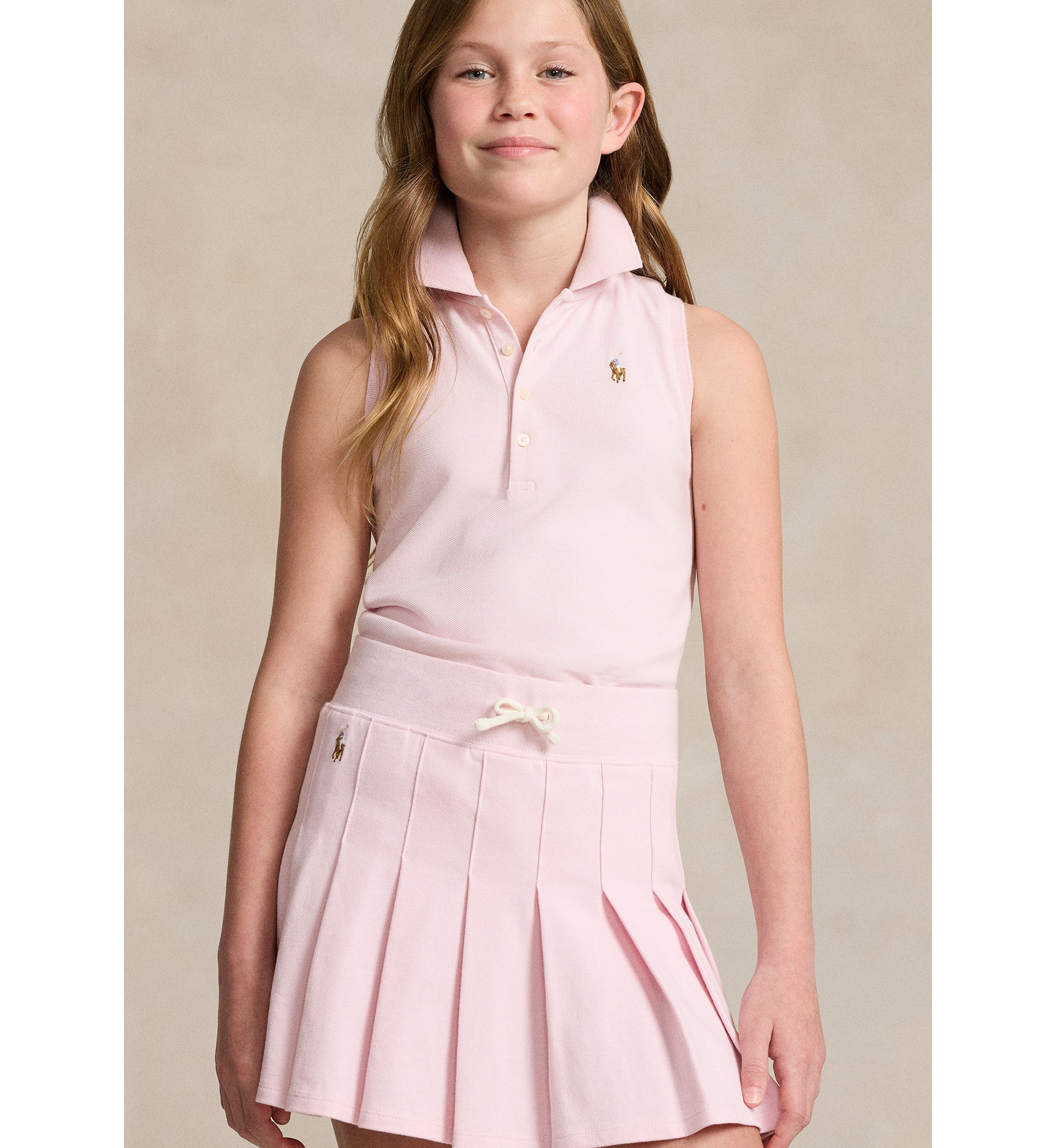 Girls 7-16 Cotton Mesh Sleeveless Polo Shirt