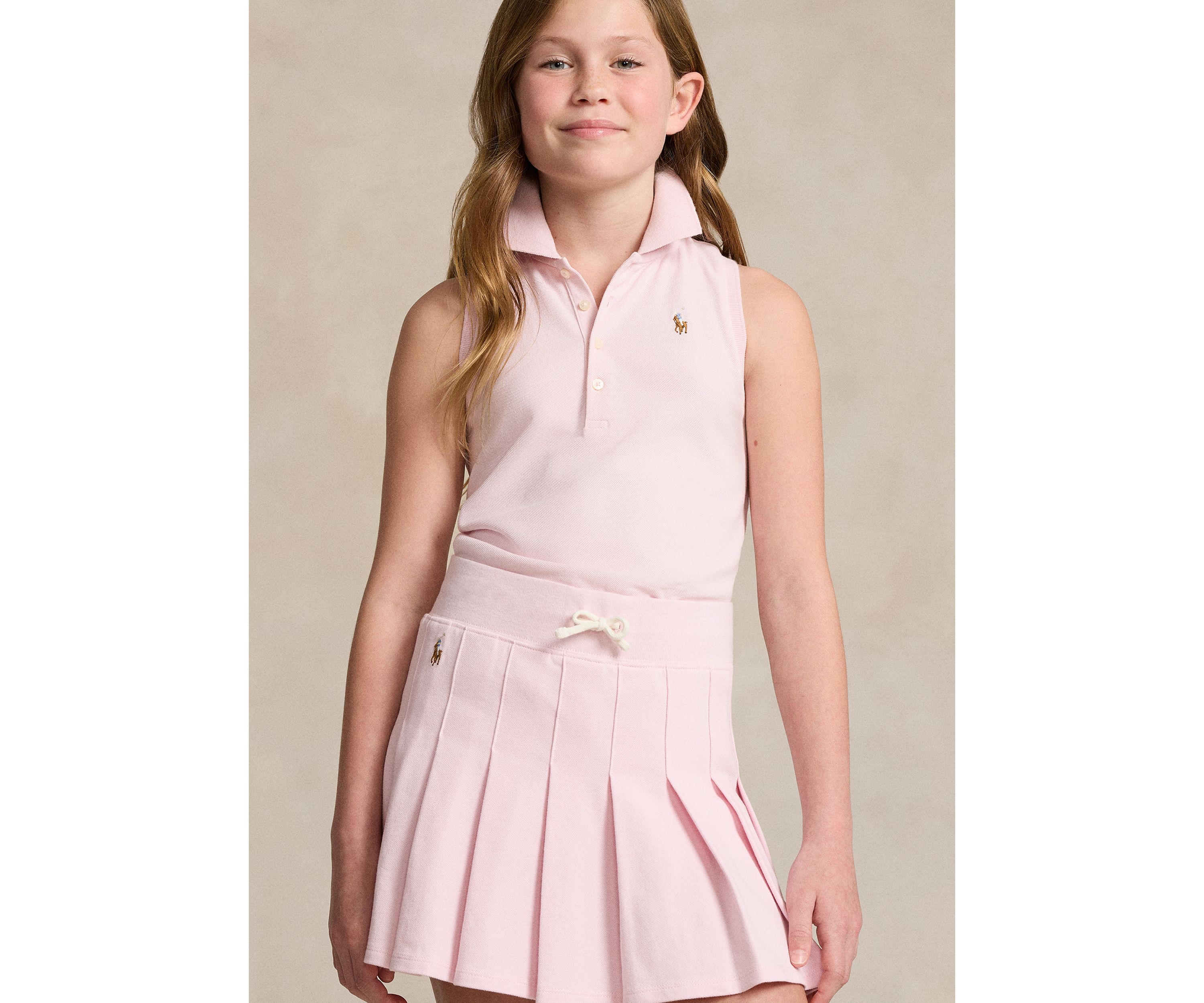 Girls 7-16 Cotton Mesh Sleeveless Polo Shirt