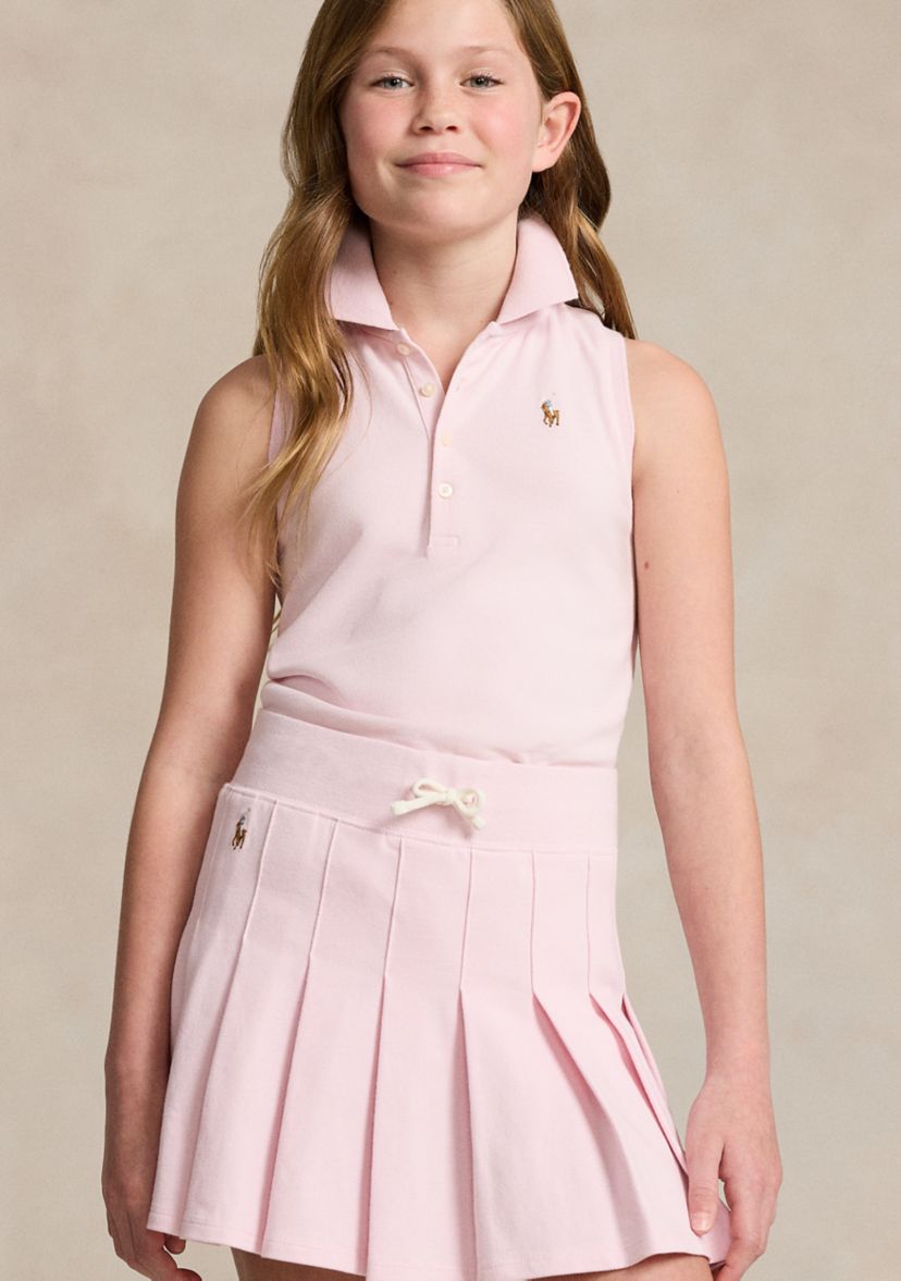 Girls 7-16 Cotton Mesh Sleeveless Polo Shirt