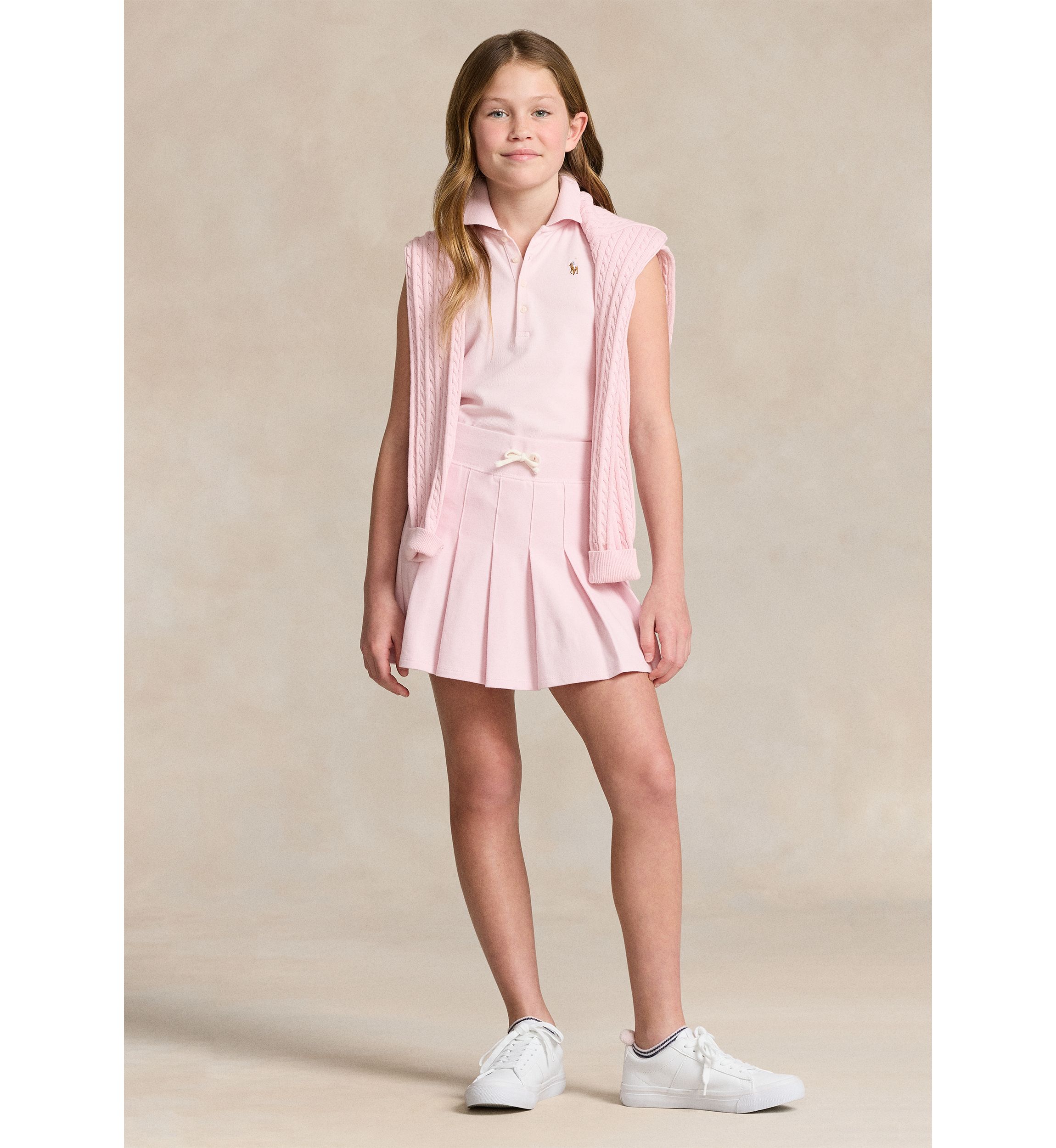 Girls 7-16 Cotton Mesh Sleeveless Polo Shirt
