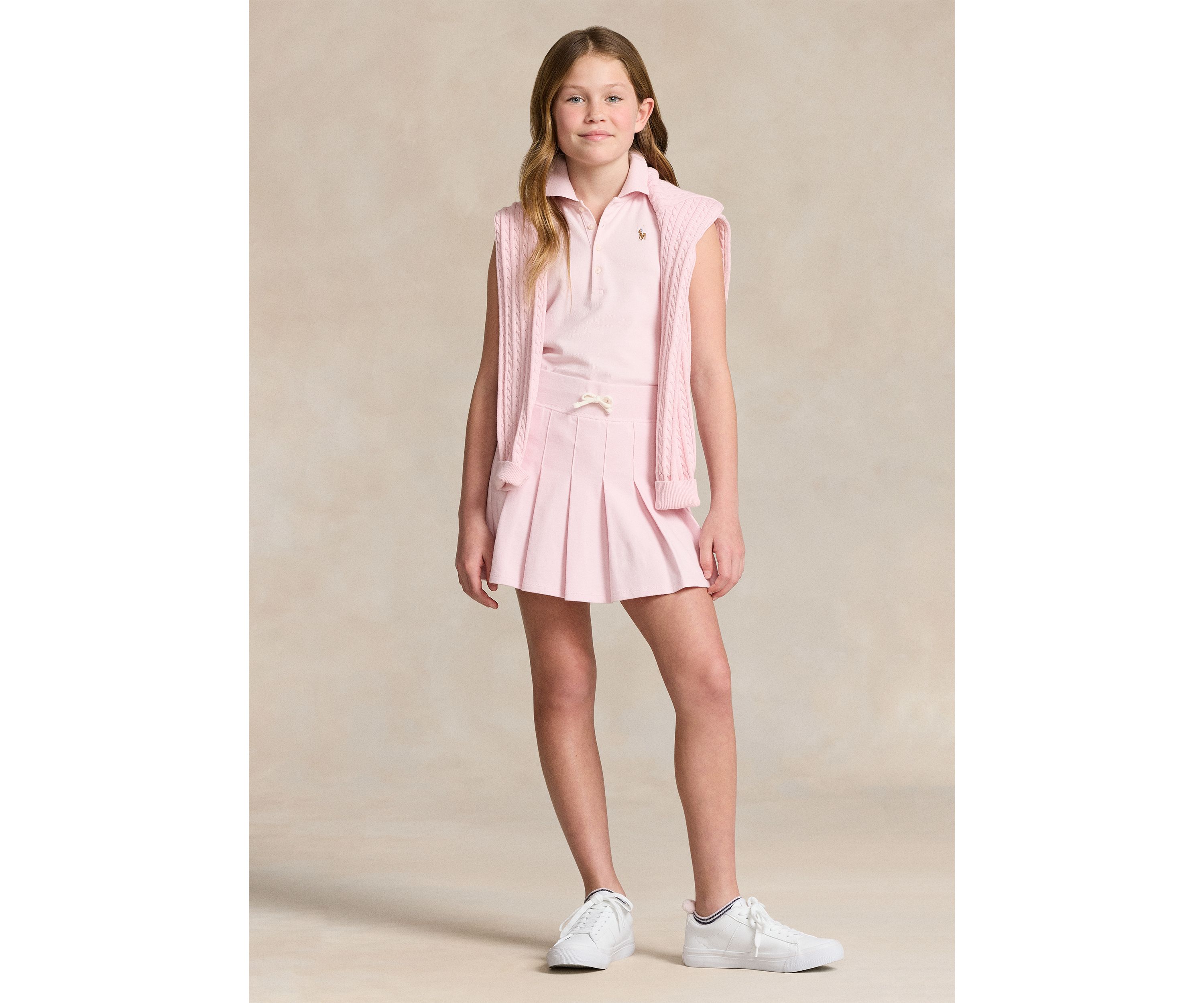 Girls 7-16 Cotton Mesh Sleeveless Polo Shirt