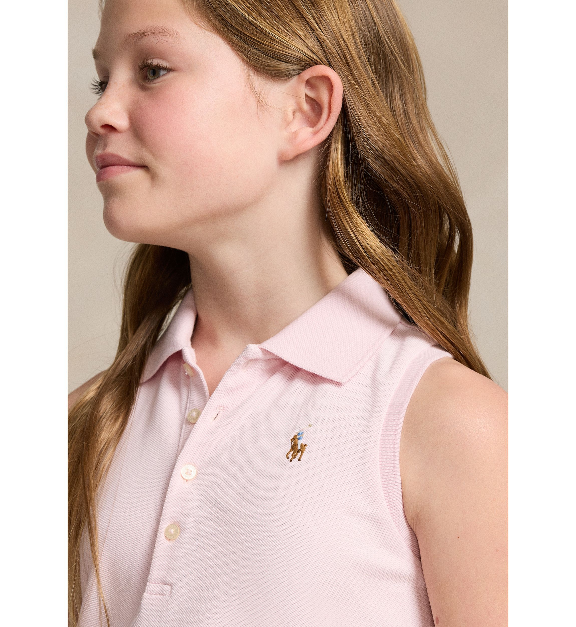 Girls 7-16 Cotton Mesh Sleeveless Polo Shirt