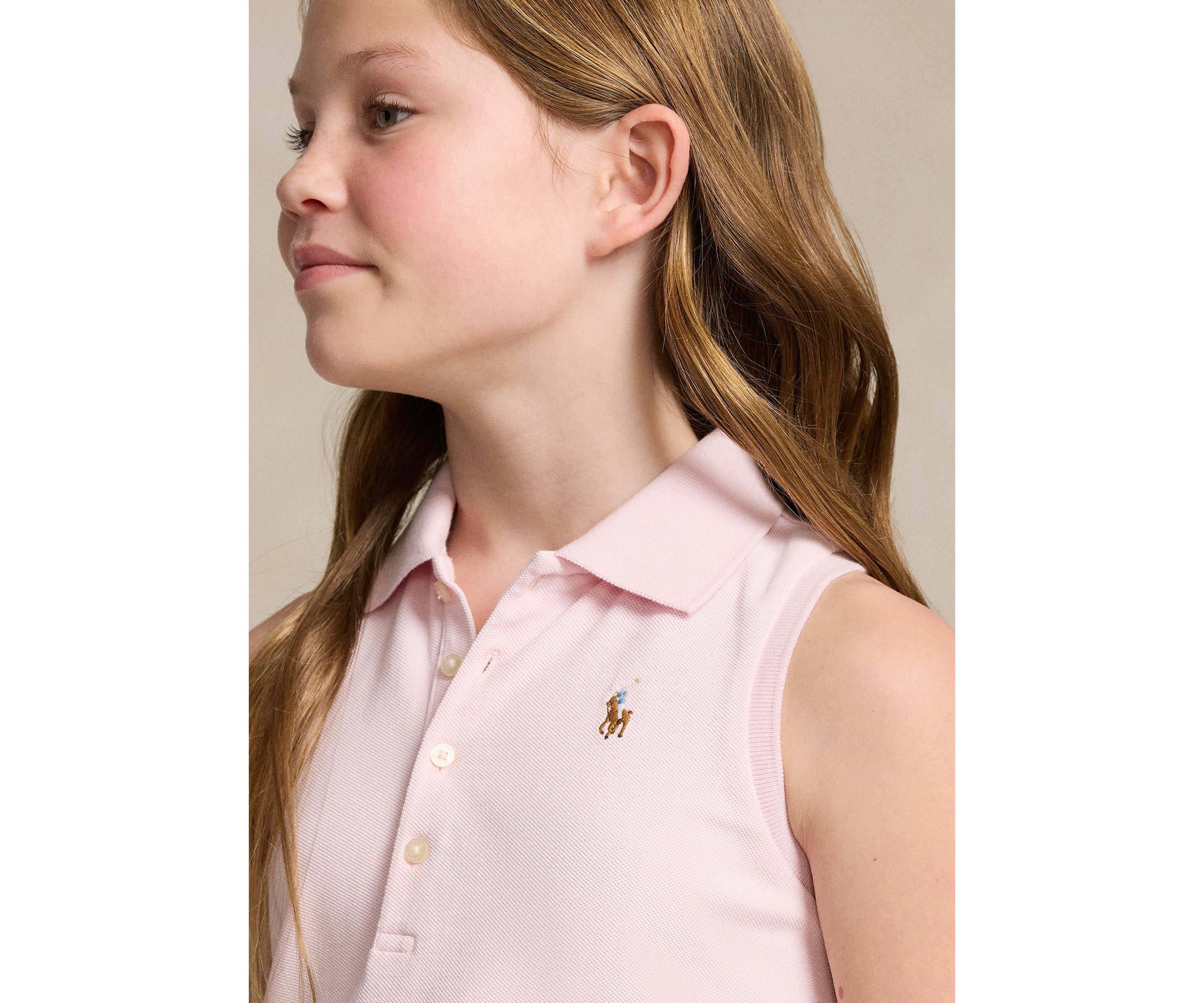 Girls 7-16 Cotton Mesh Sleeveless Polo Shirt