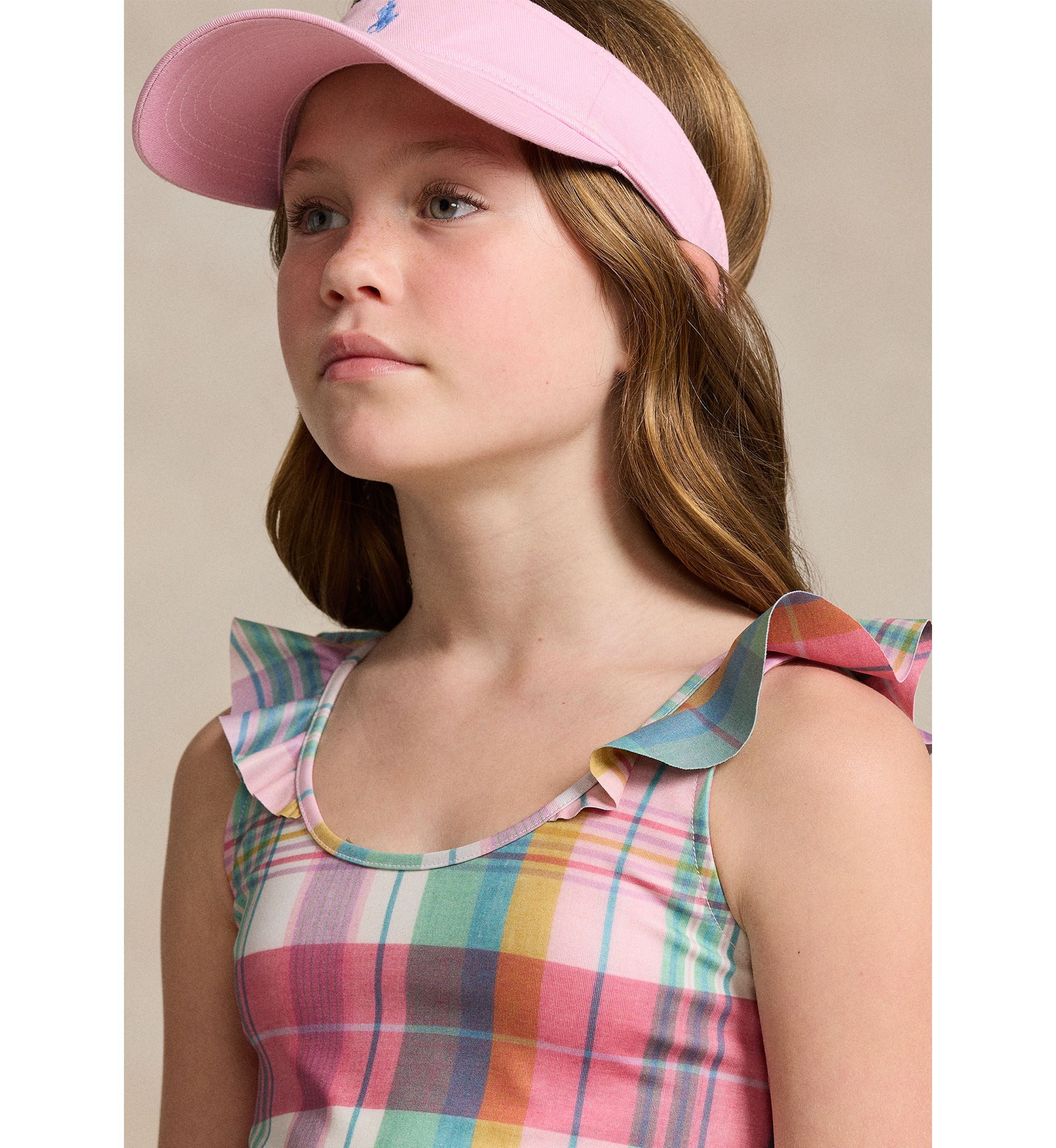Girls 7-16 Madras Print Performance Jersey Top