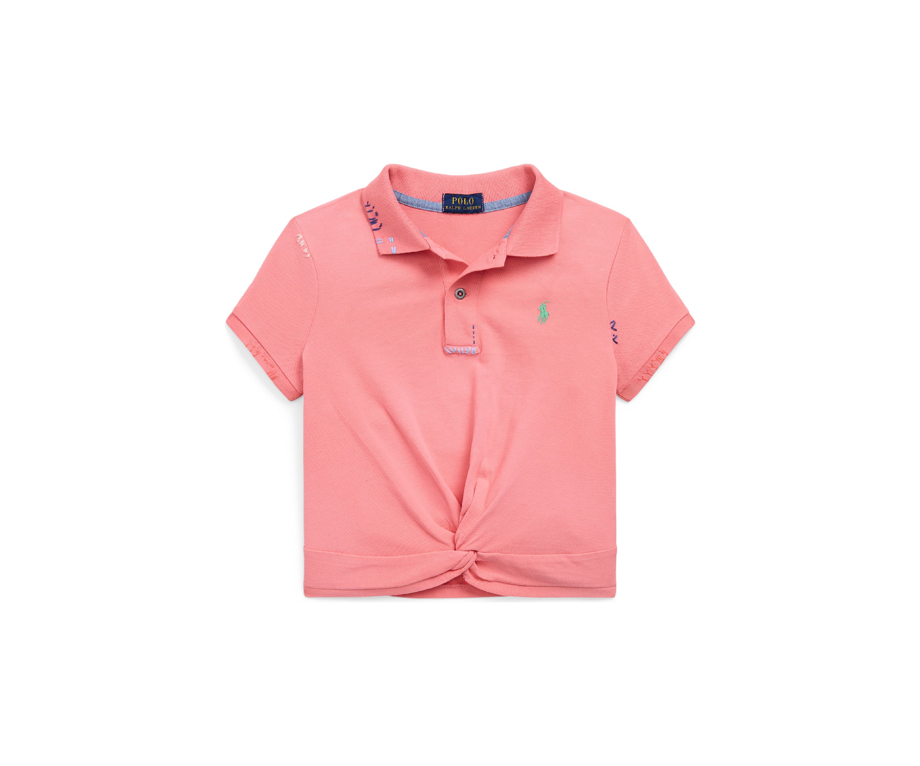 Girls 7-16 Twist-Front Stretch Mesh Polo Shirt