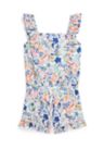 Girls 7-16 Tropical Print Ruffled Cotton Romper