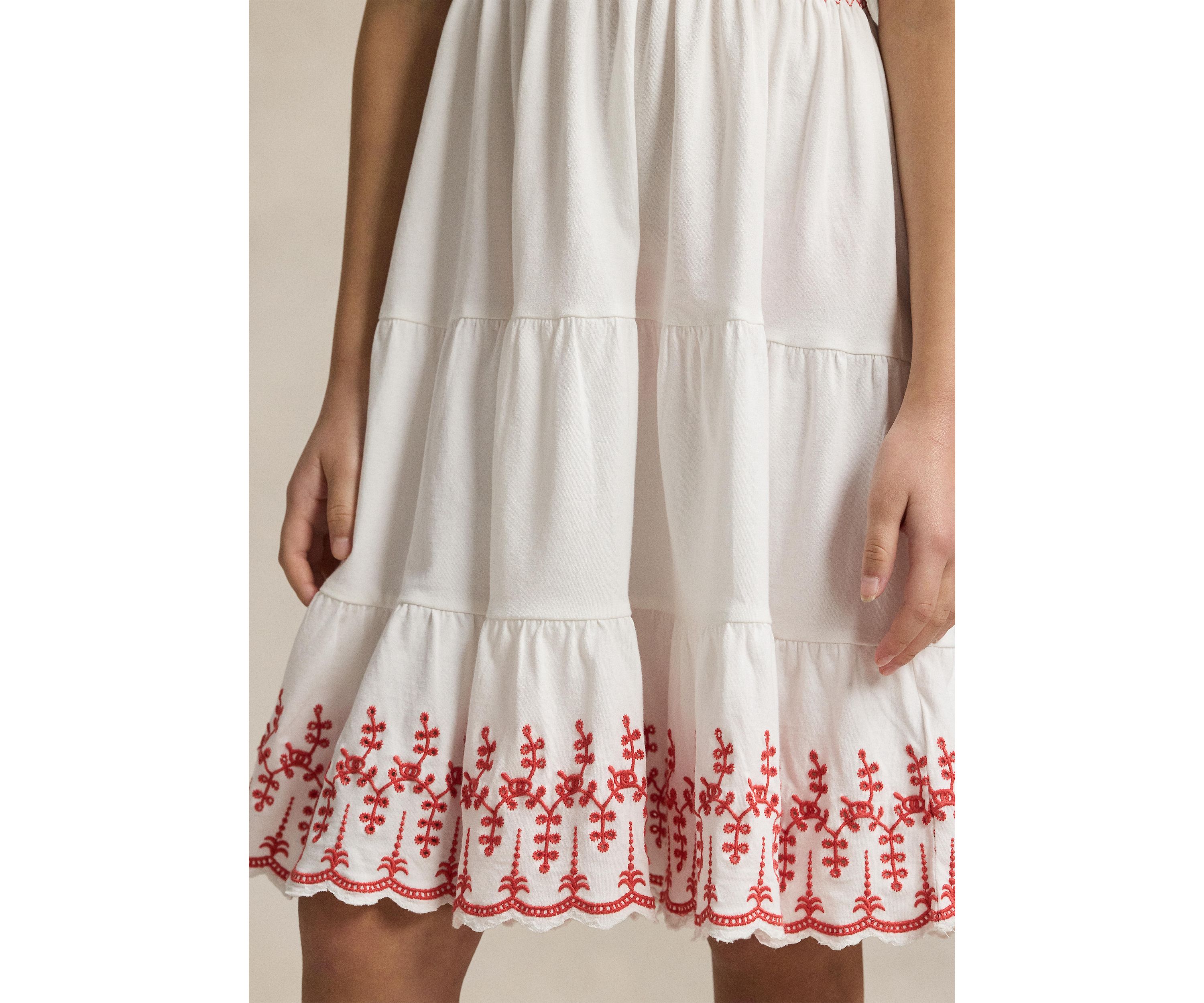 Girls 7-16 Smocked Eyelet Cotton Jersey Dress
