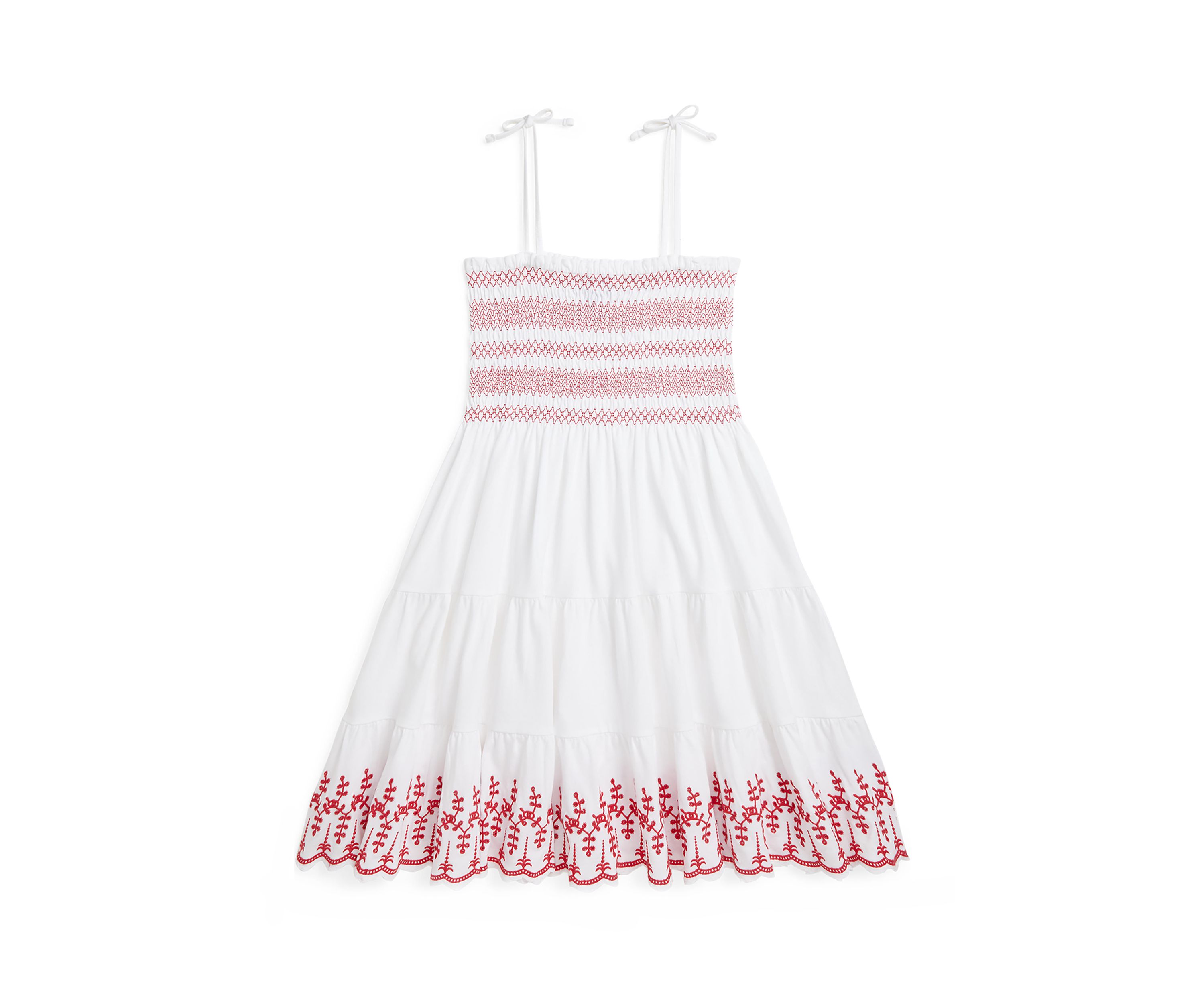Girls 7-16 Smocked Eyelet Cotton Jersey Dress