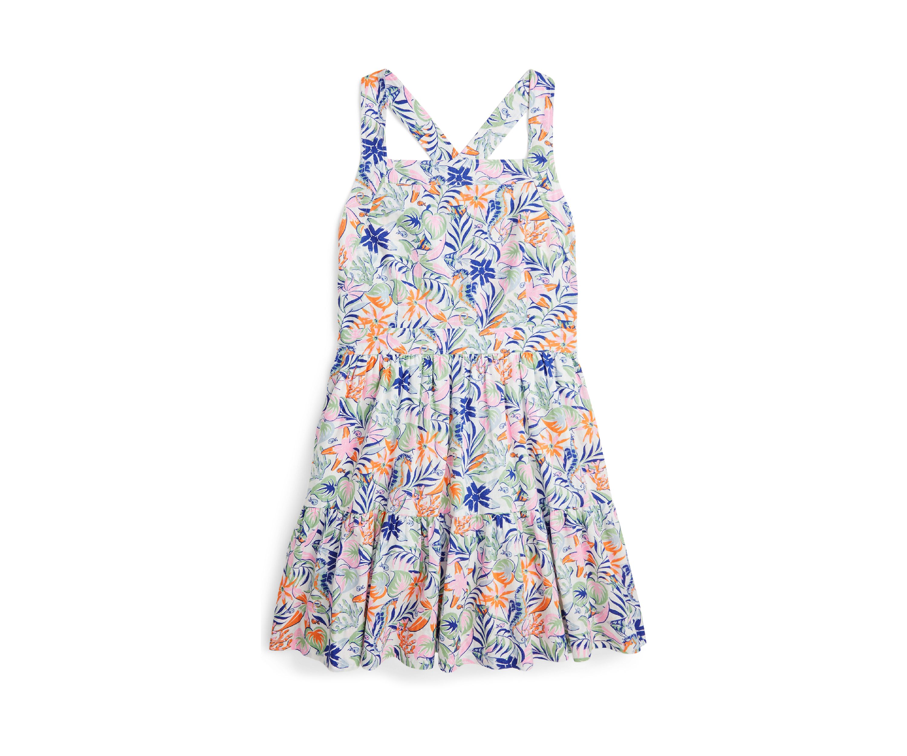 Girls 7-16 Tropical Print Linen Cotton Dress