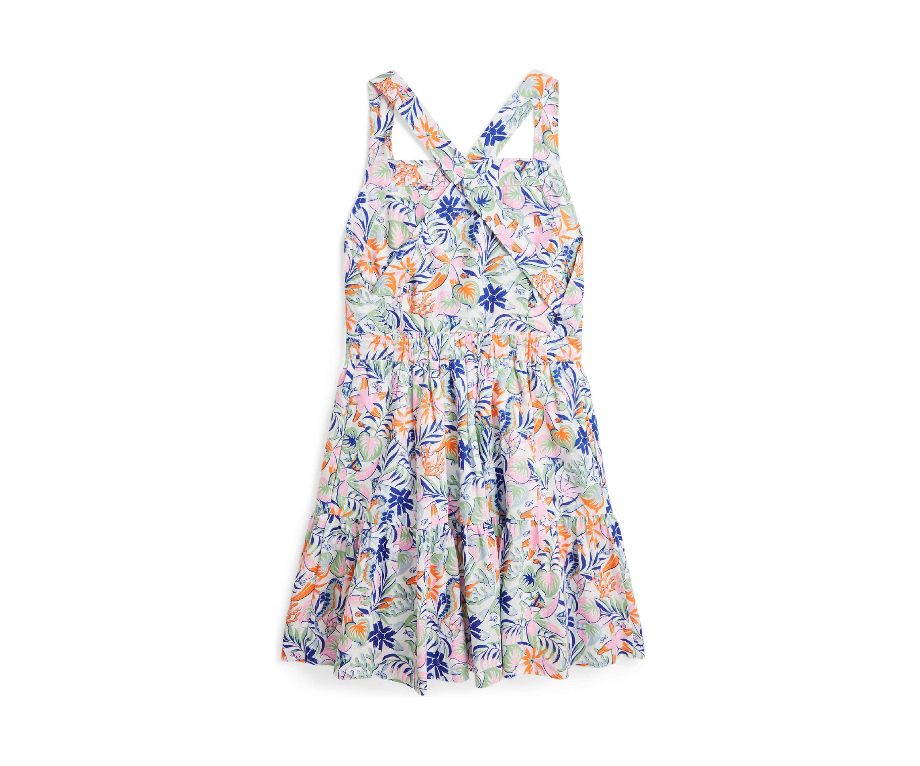 Girls 7-16 Tropical Print Linen Cotton Dress