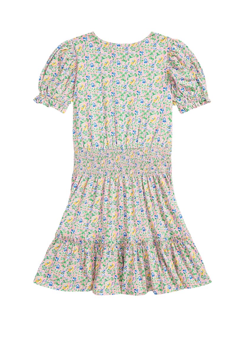 Girls 7-16 Floral Faux-Wrap Cotton Jersey Dress