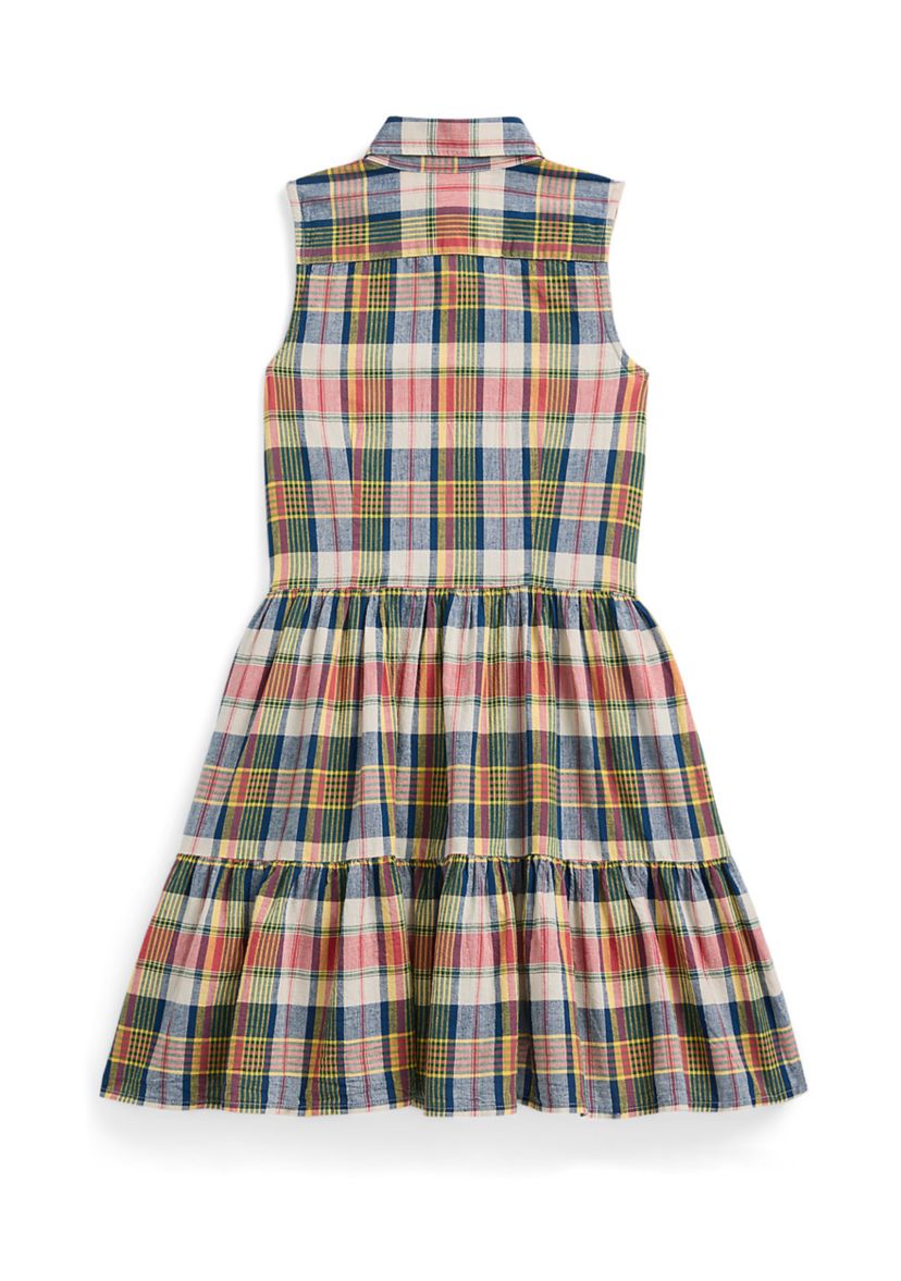Girls 7-16 Plaid Cotton Madras Shirtdress