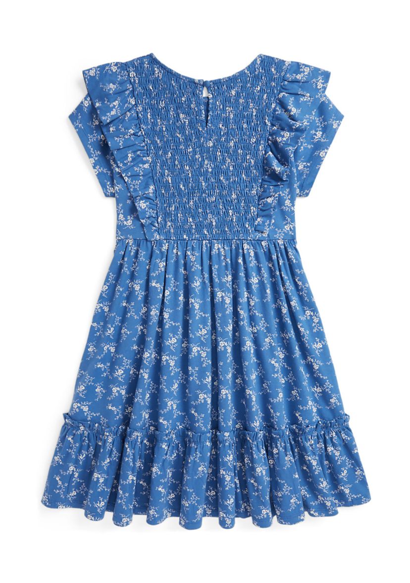 Girls 7-16 Floral Smocked Cotton Jersey Dress